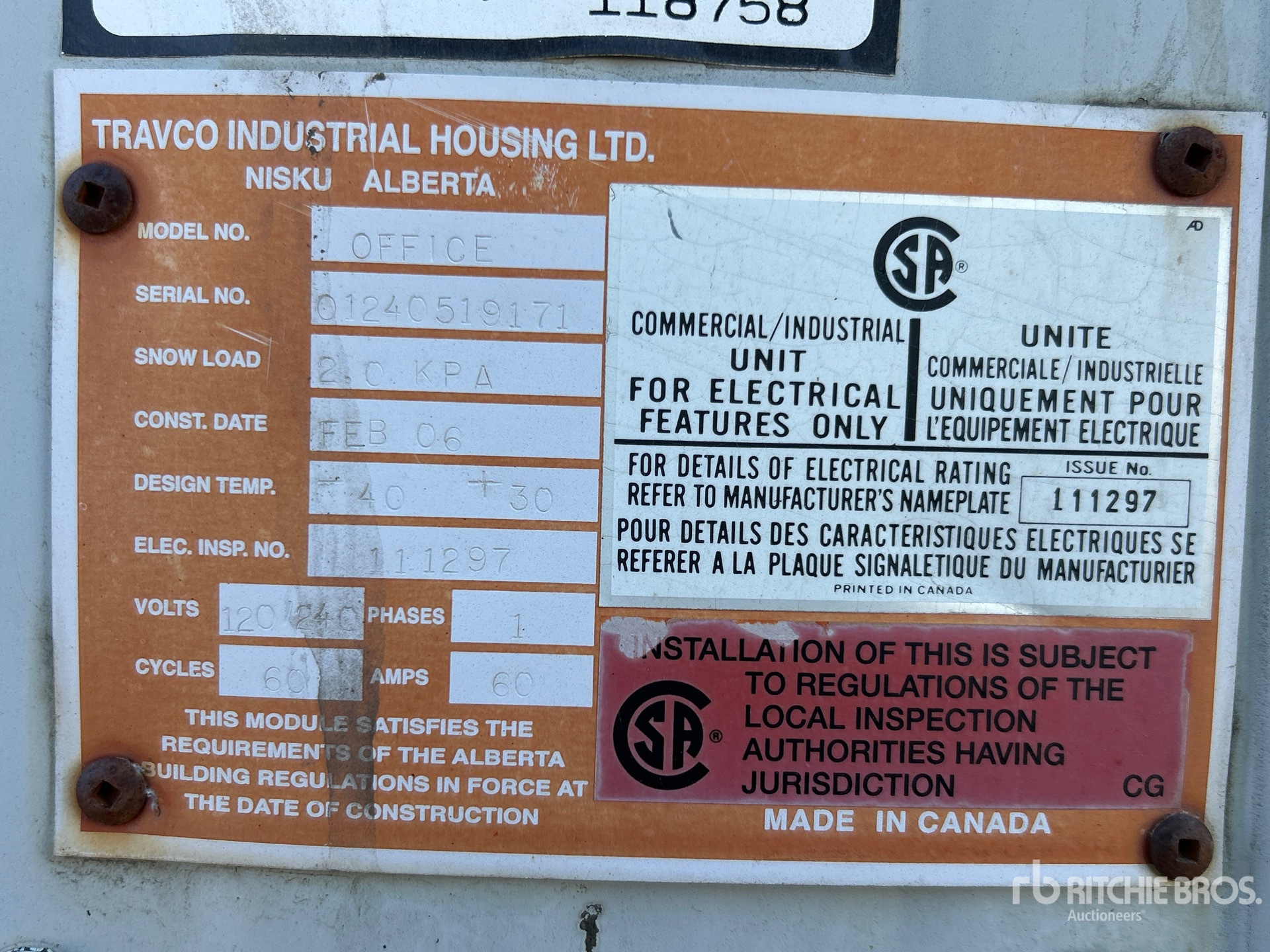 General Appearance with Serial Number / VIN