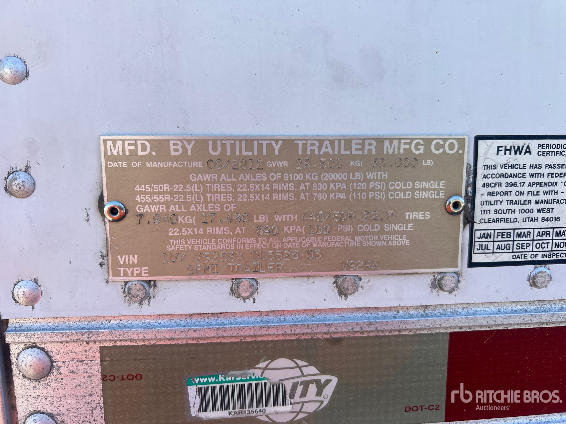 General Appearance with Serial Number / VIN
