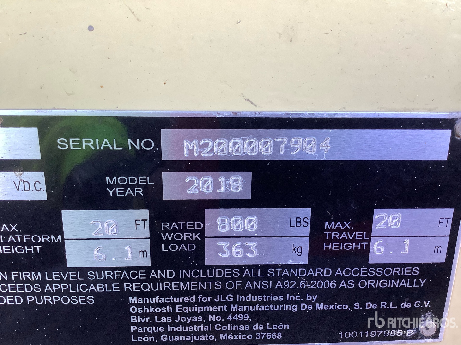 General Appearance with Serial Number / VIN