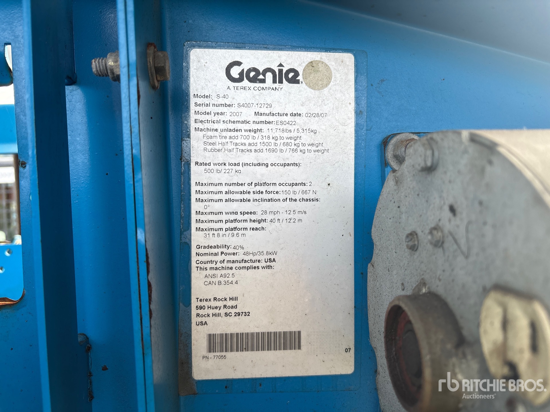 General Appearance with N.º de serie/VIN