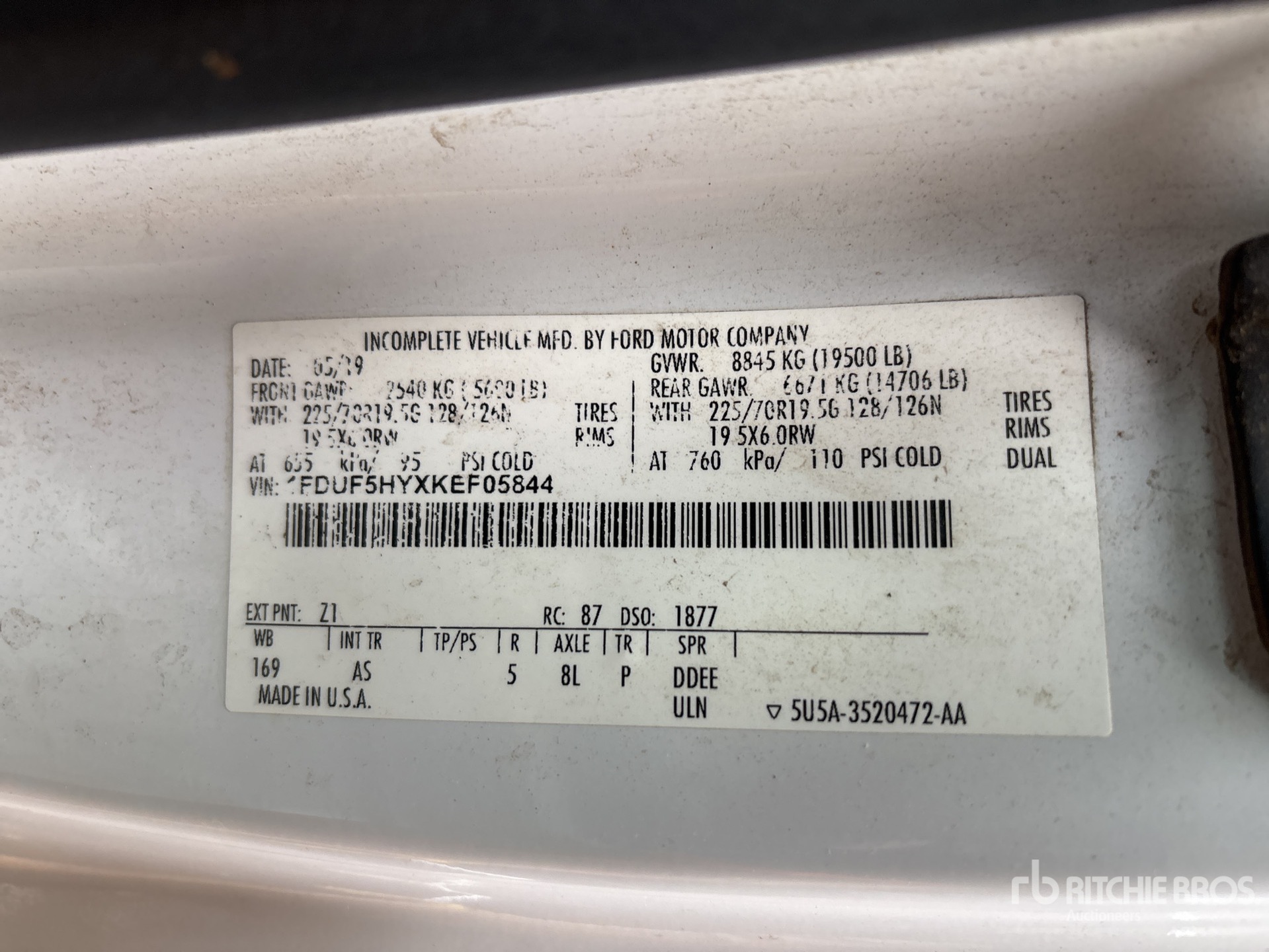 General Appearance with Serial Number / VIN