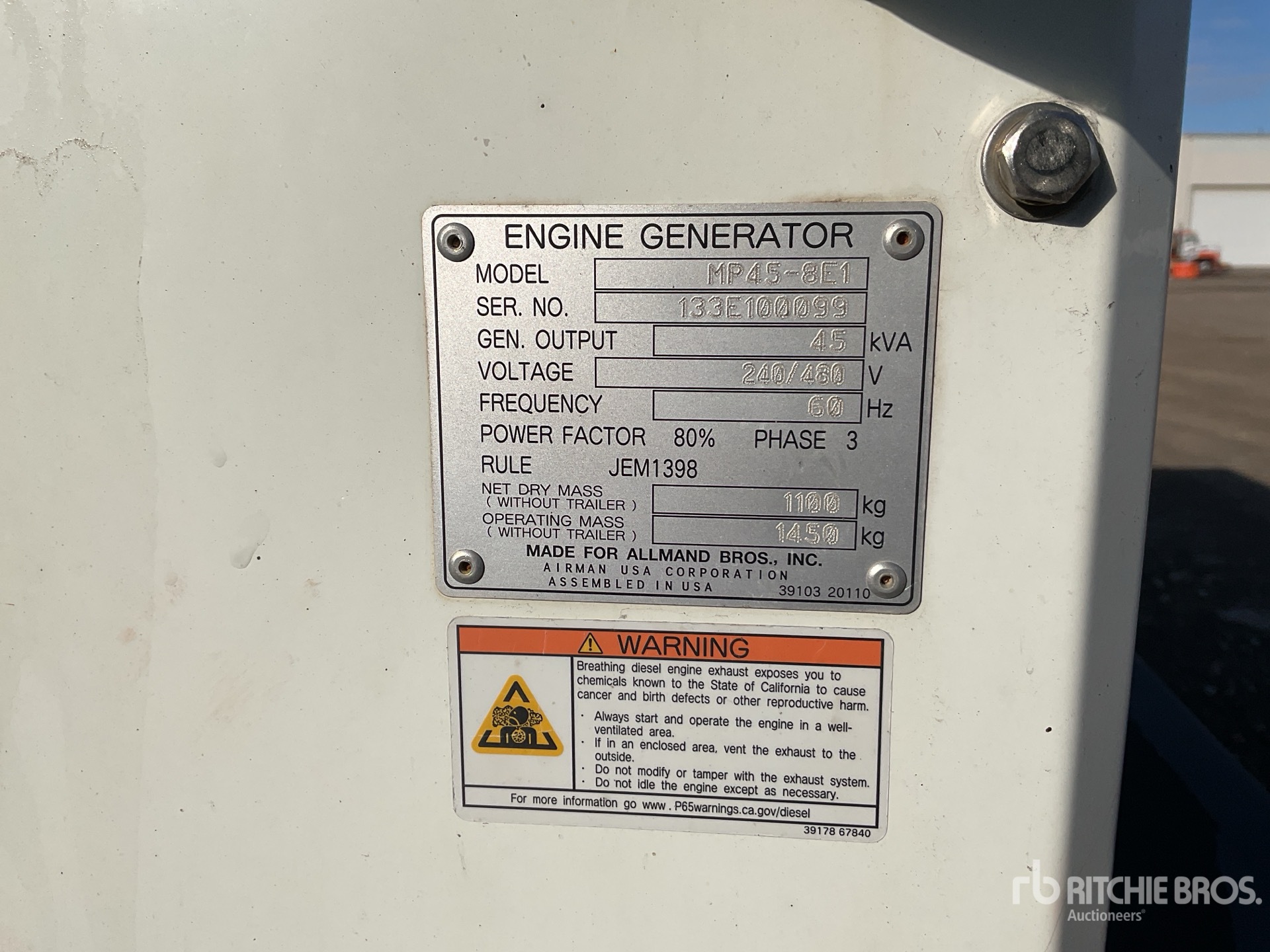 General Appearance with Unit Serial Number