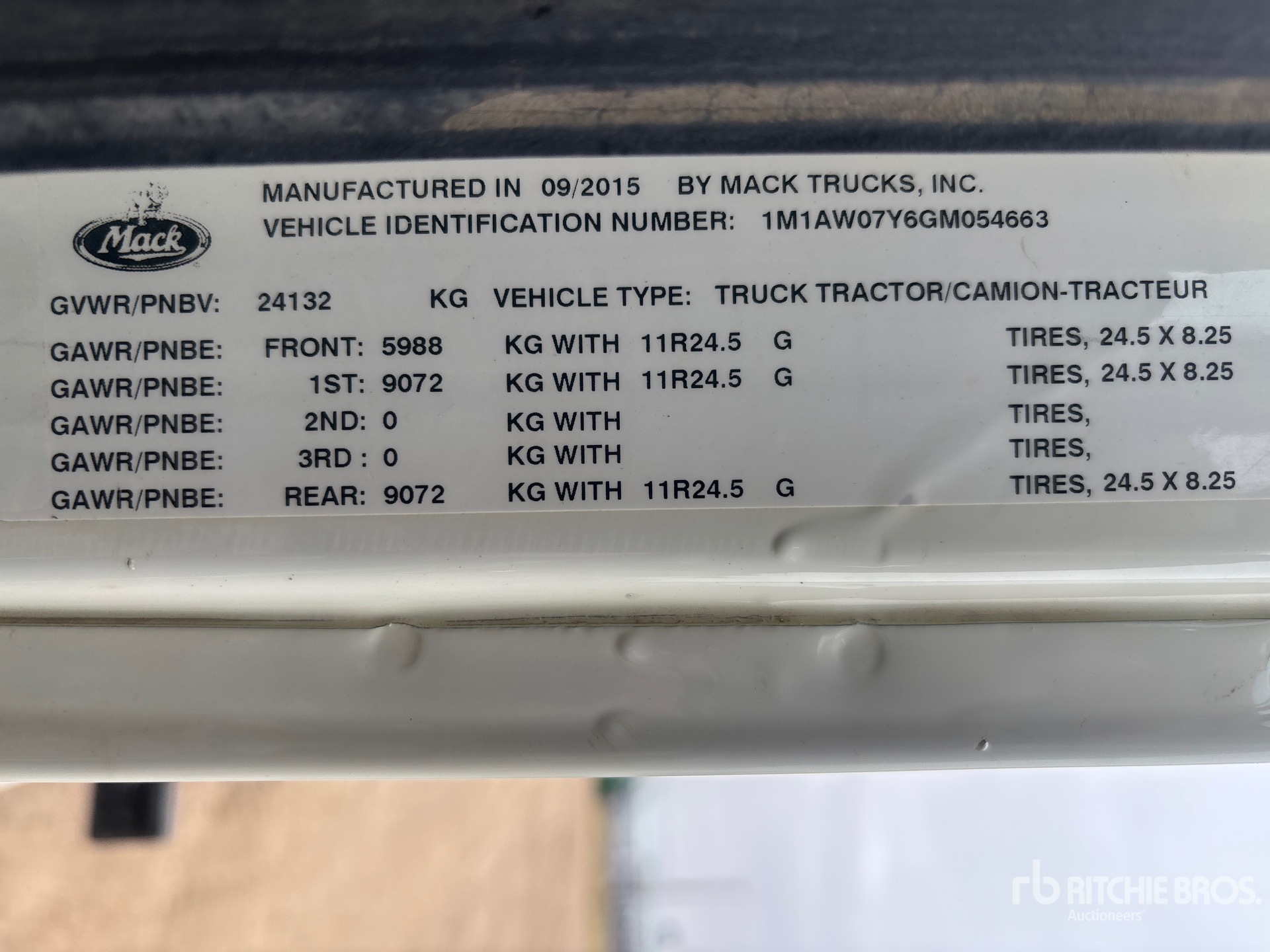 General Appearance with Serial Number / VIN