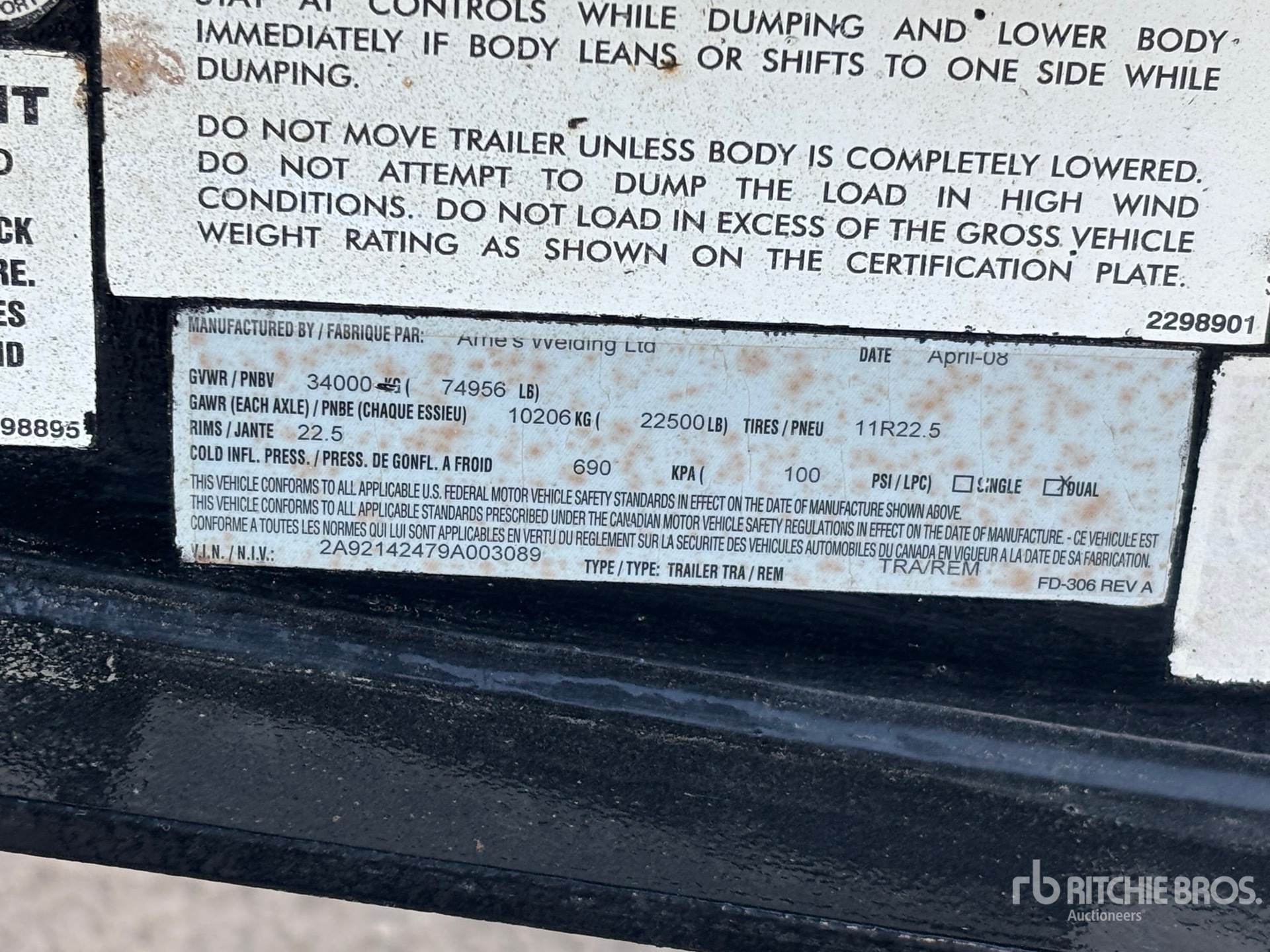 General Appearance with Serial Number / VIN