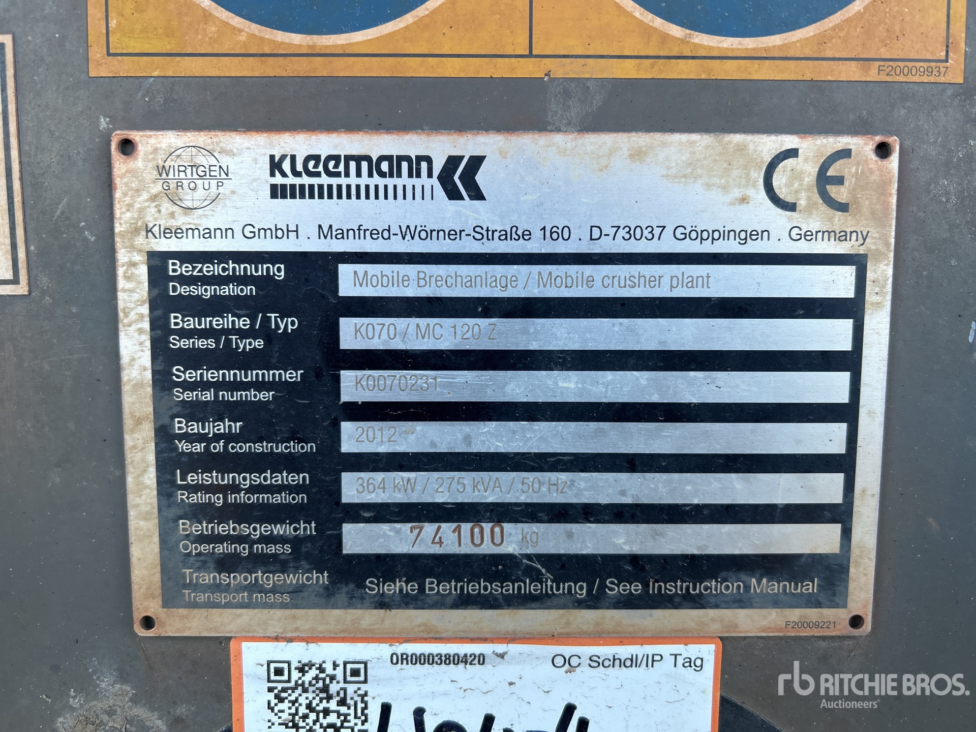 General Appearance with Serial Number / VIN