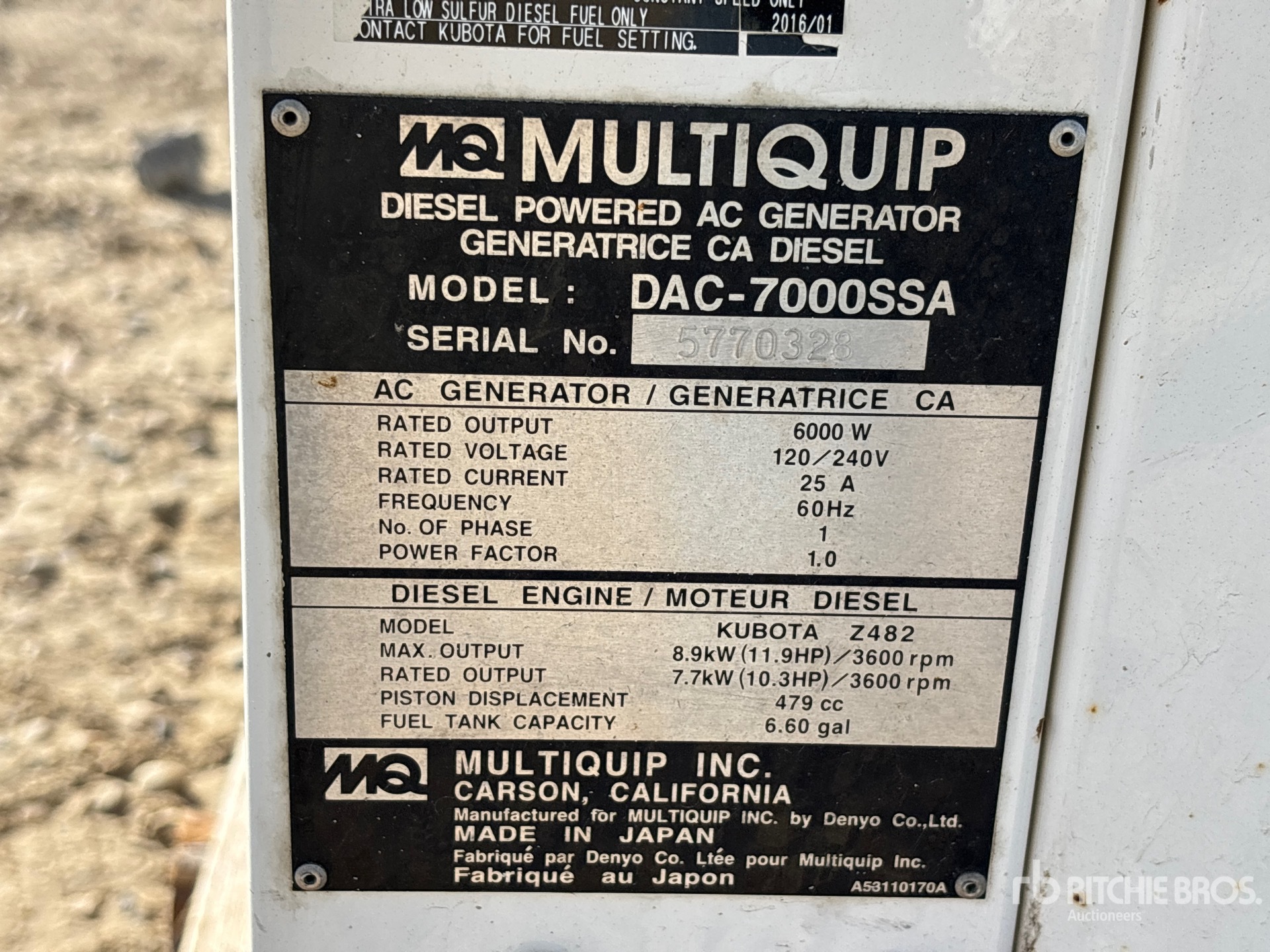General Appearance with Serial Number / VIN