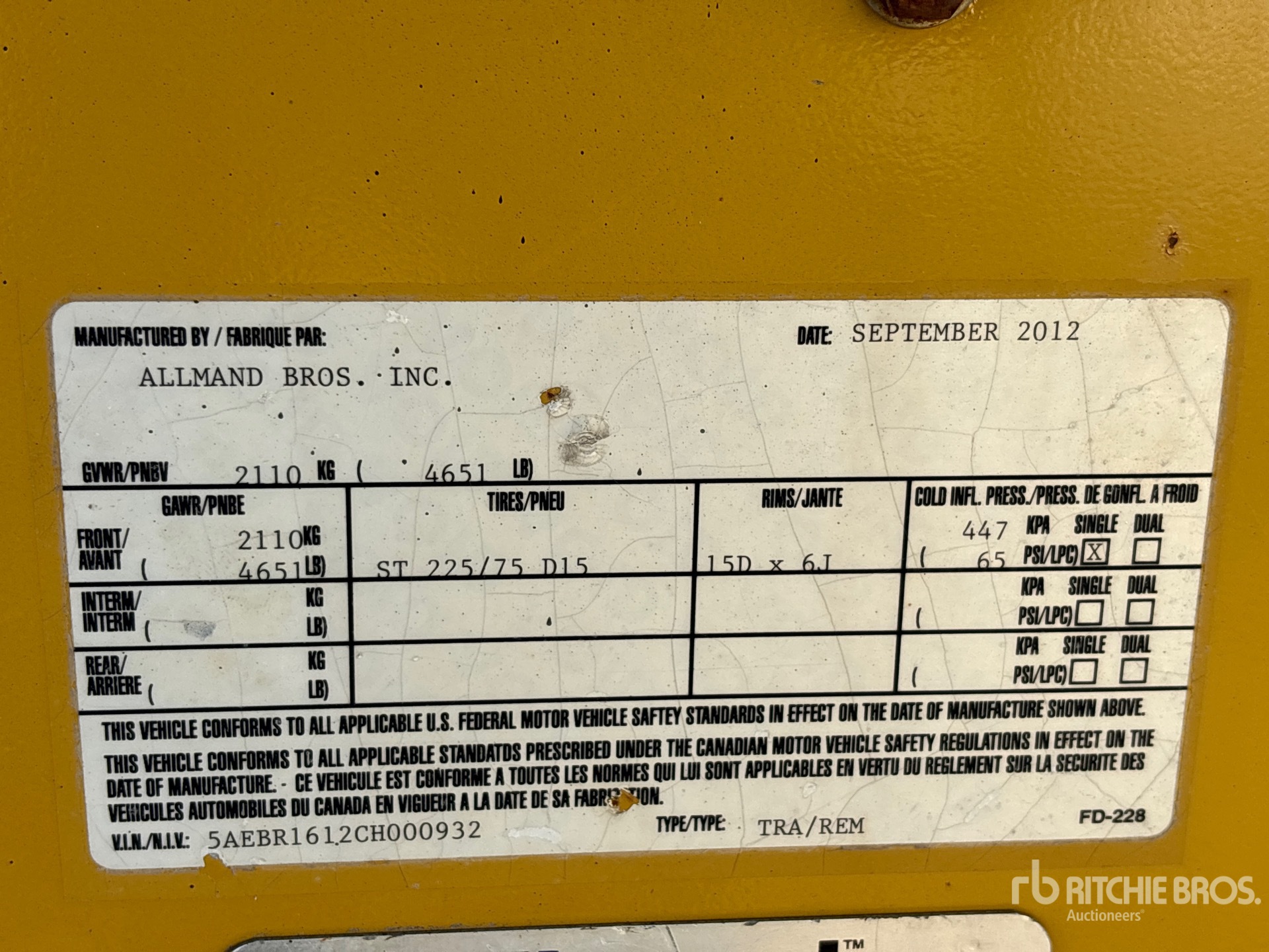 General Appearance with Serial Number / VIN