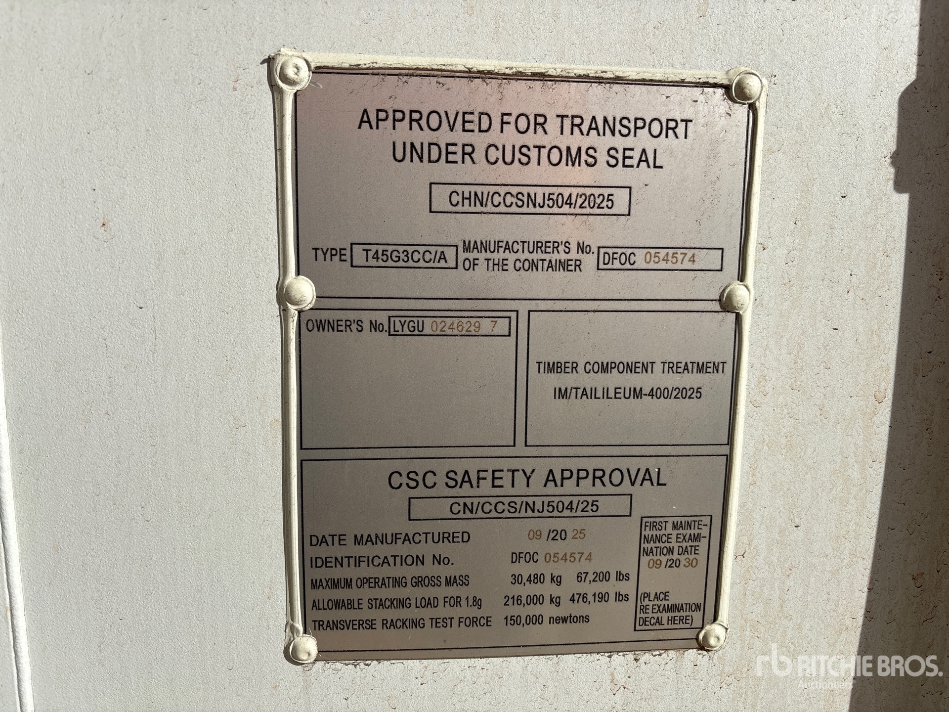 General Appearance with Serial Number / VIN