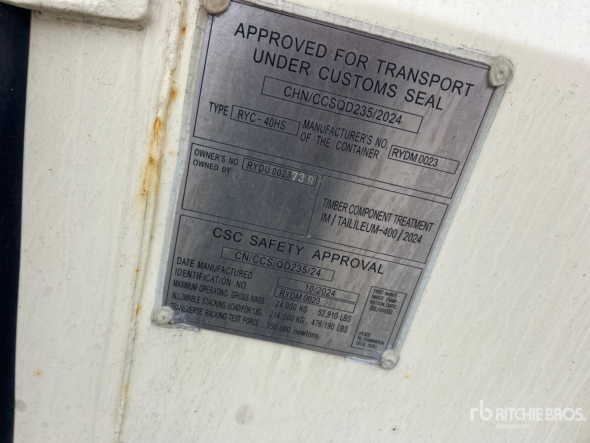 General Appearance with Serial Number / VIN