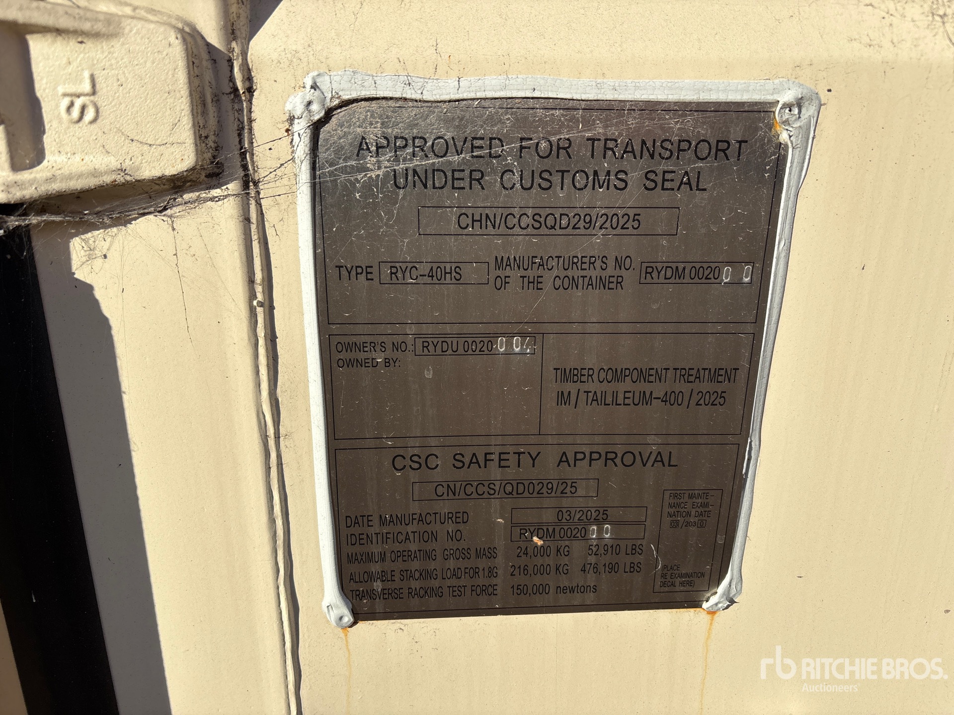 General Appearance with Serial Number / VIN