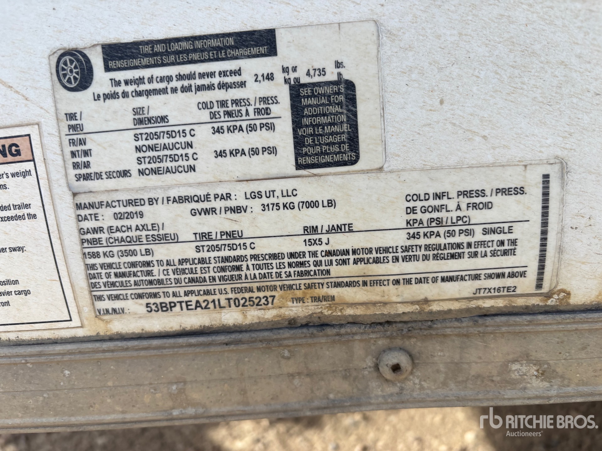 General Appearance with Serial Number / VIN