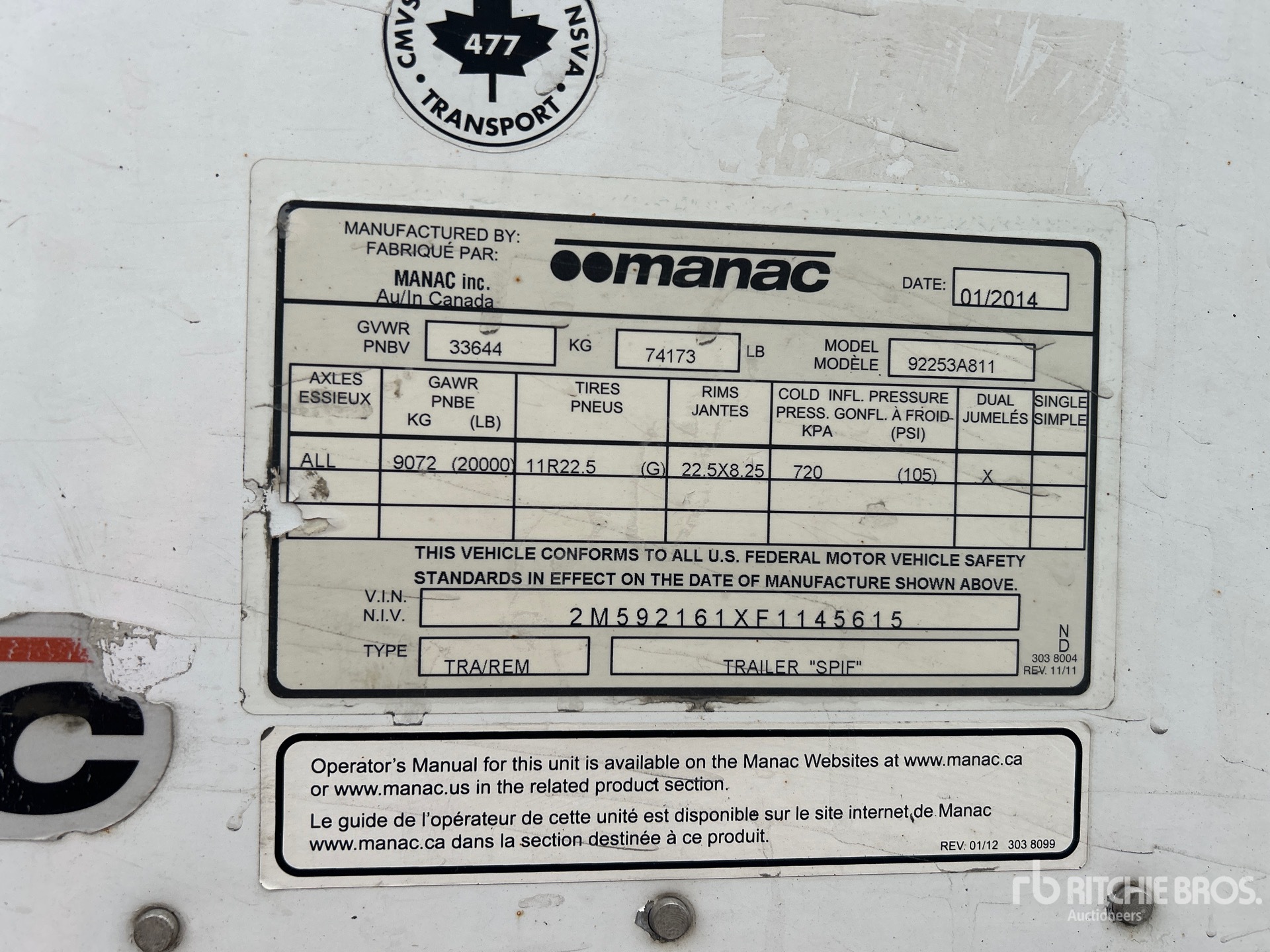 General Appearance with Serial Number / VIN
