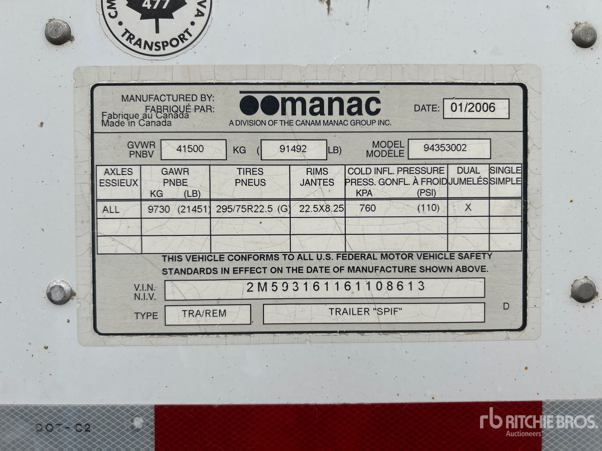 General Appearance with Serial Number / VIN