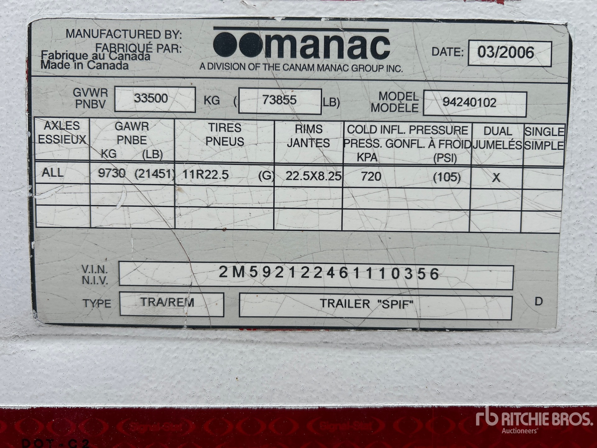 General Appearance with Serial Number / VIN