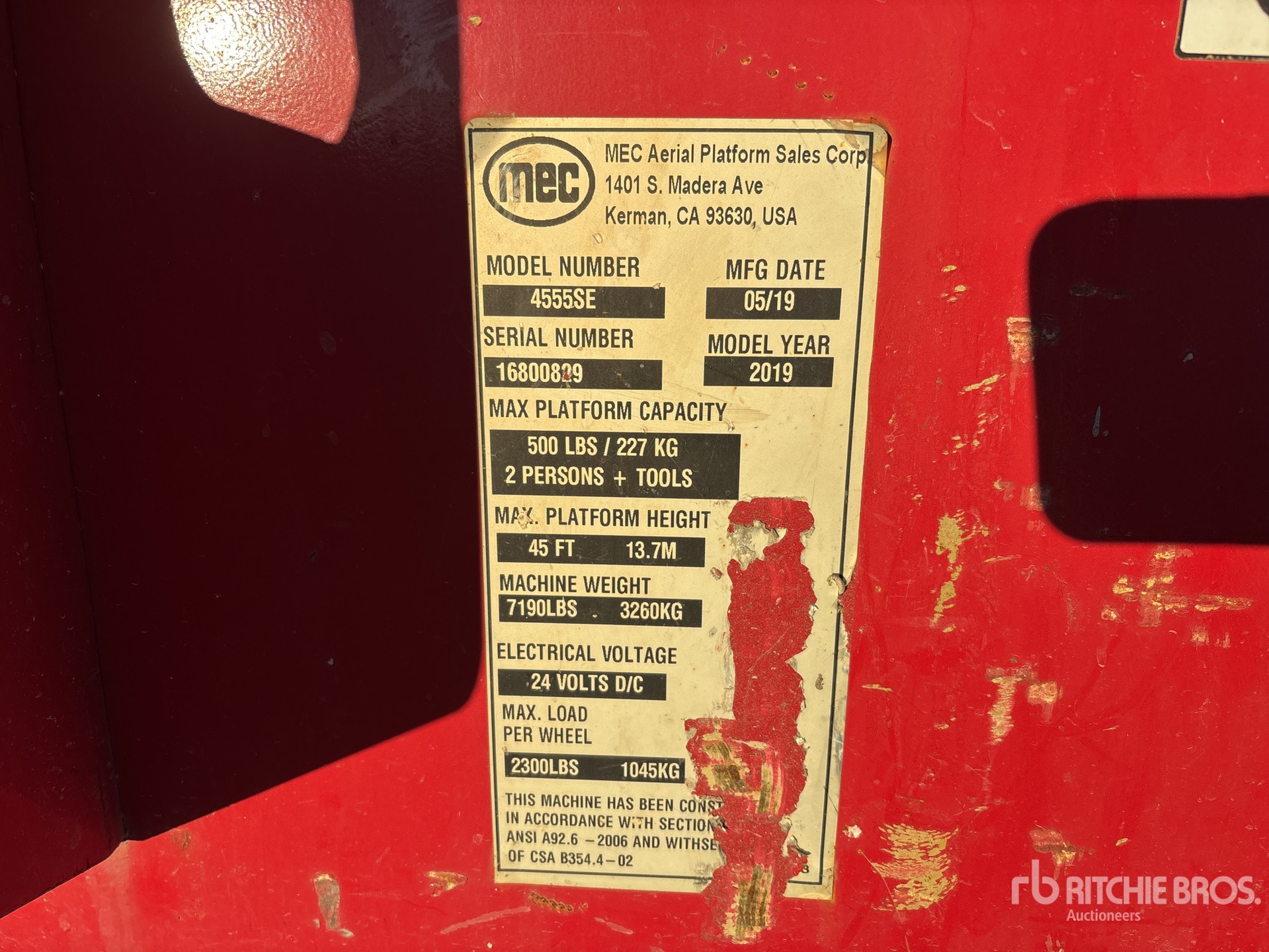 General Appearance with Serial Number / VIN