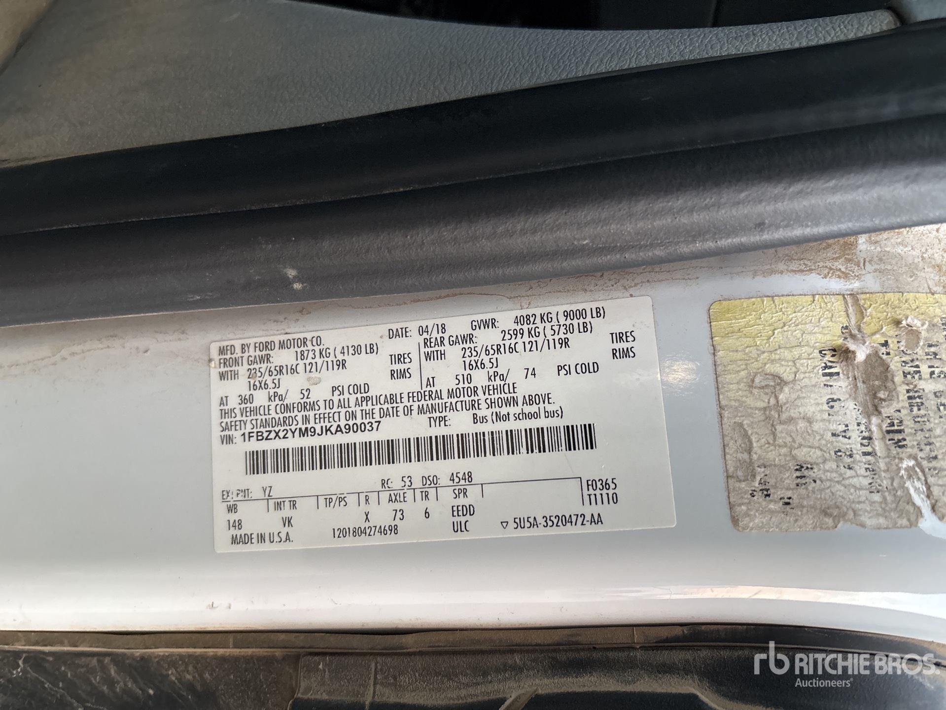 General Appearance with Serial Number / VIN