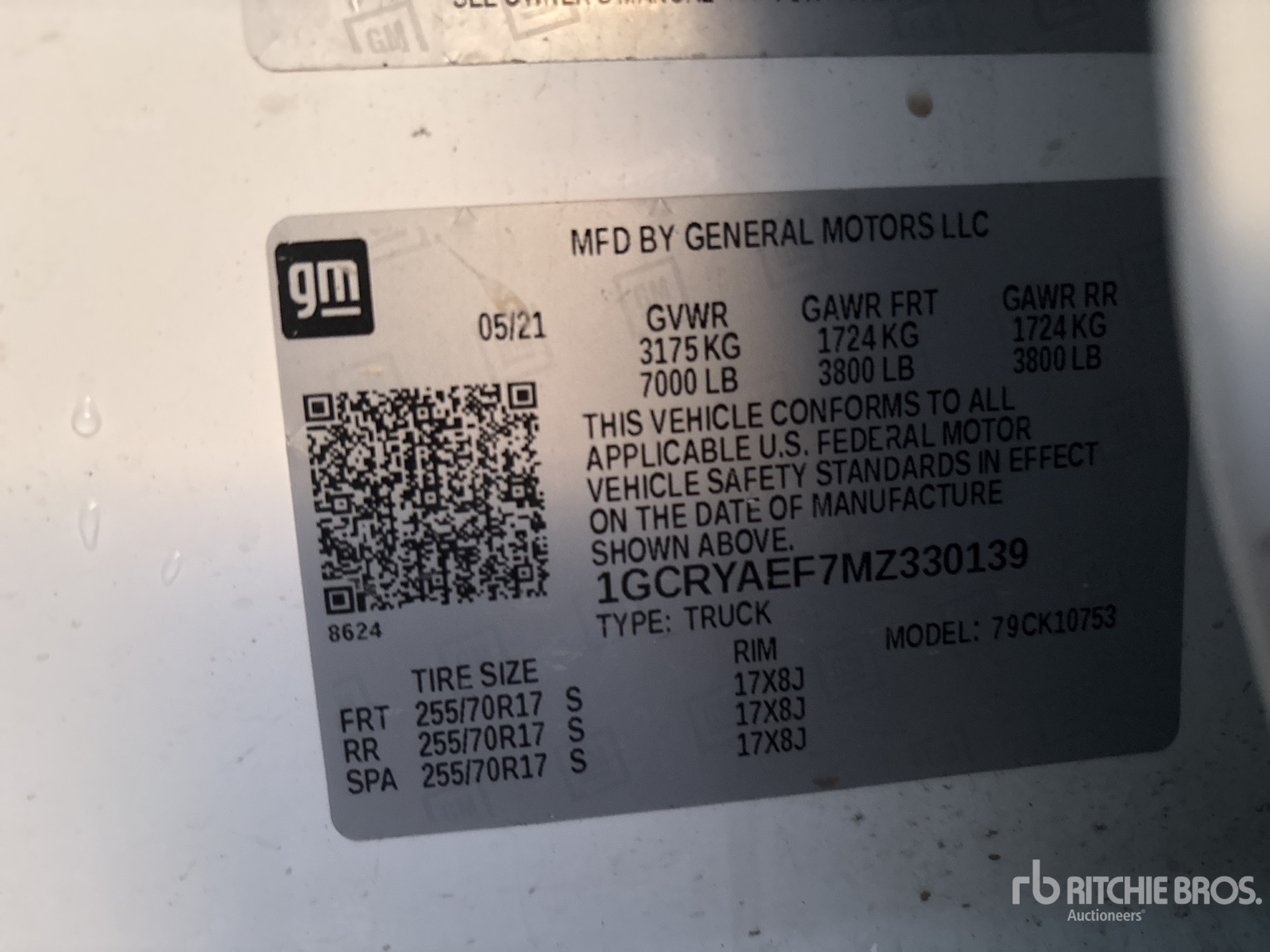 General Appearance with Serial Number / VIN