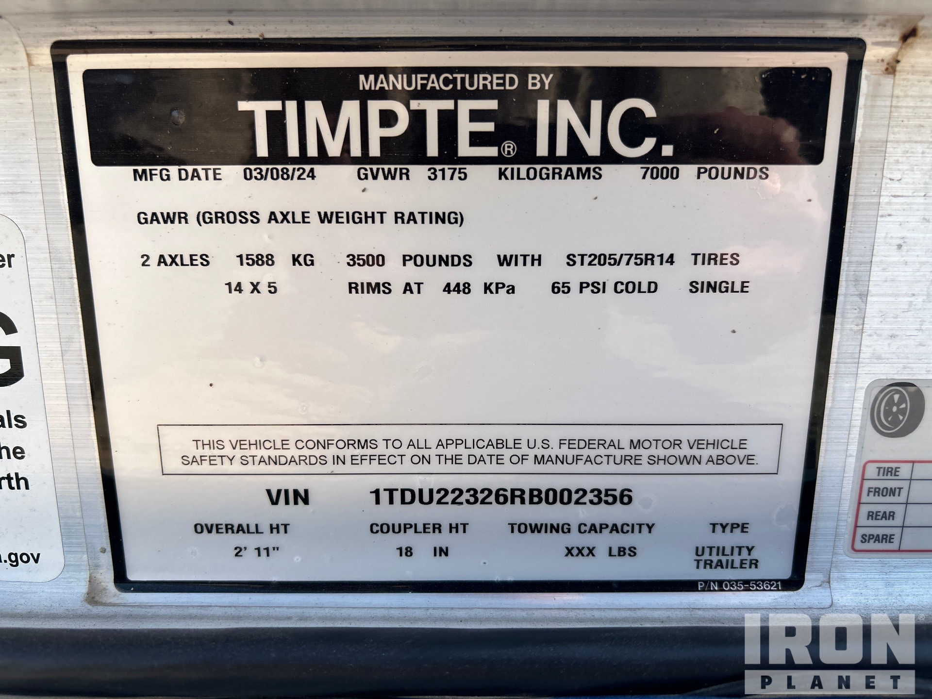 General Appearance with Serial Number / VIN