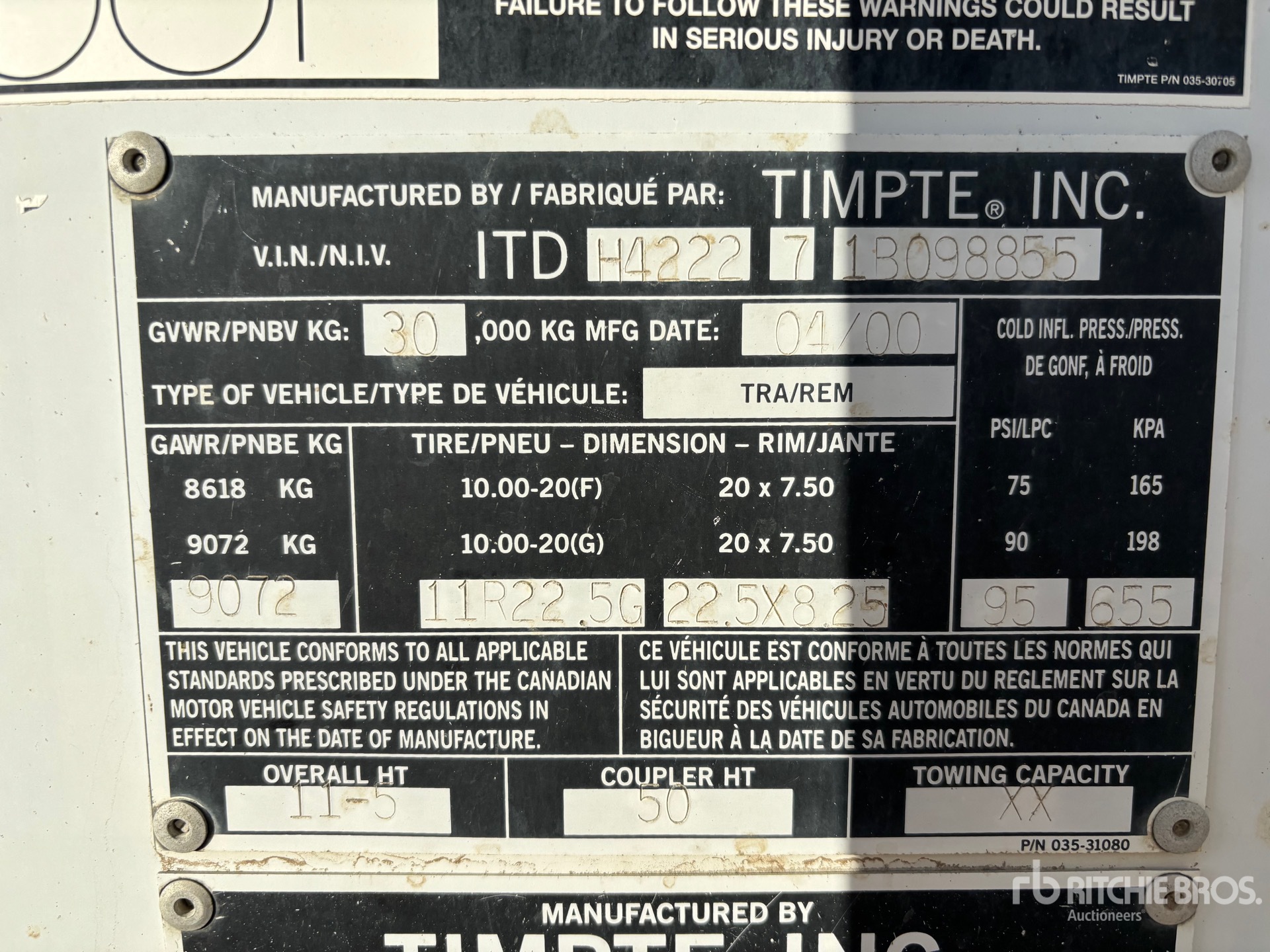 General Appearance with Serial Number / VIN