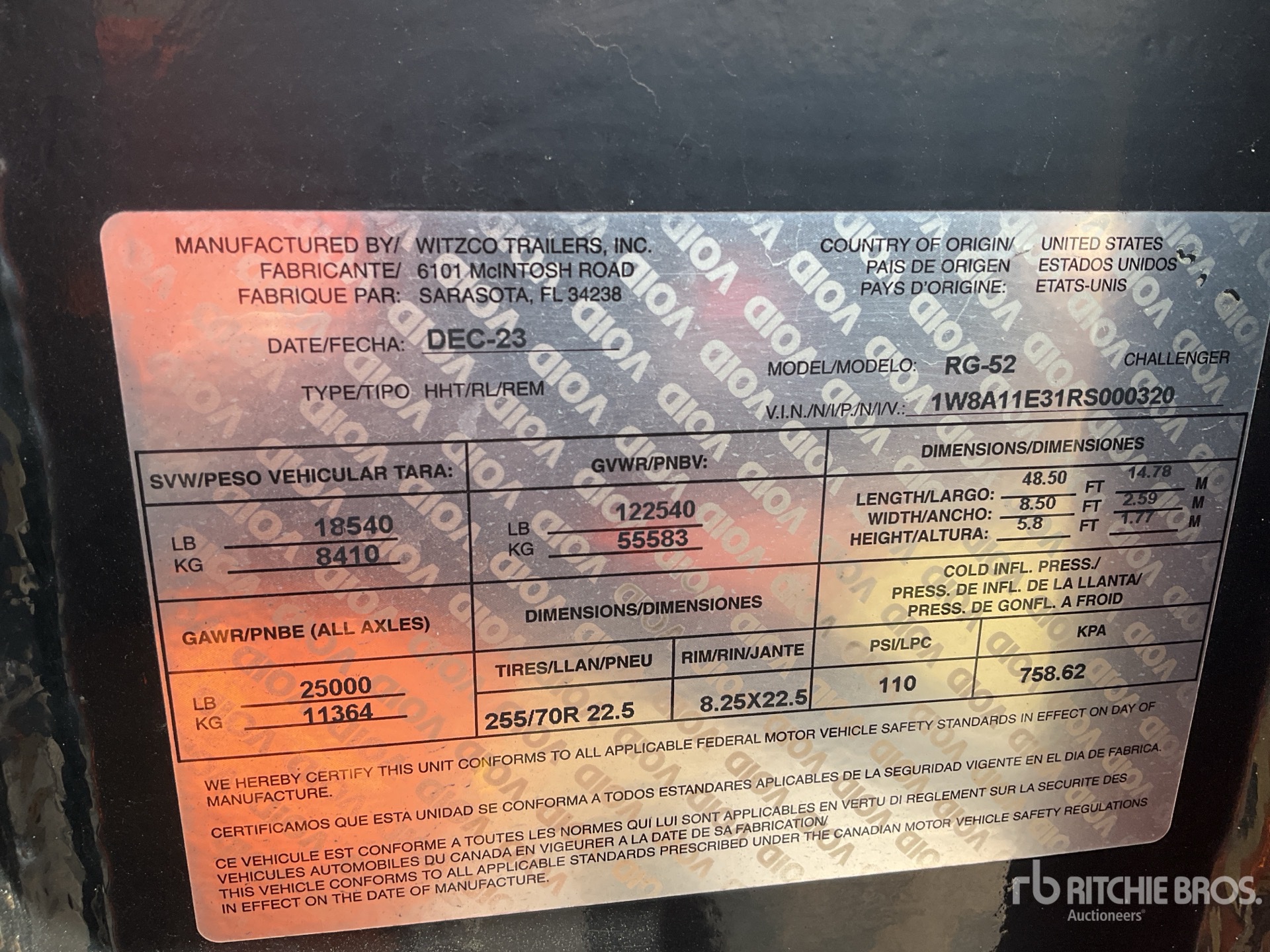 General Appearance with Serial Number / VIN