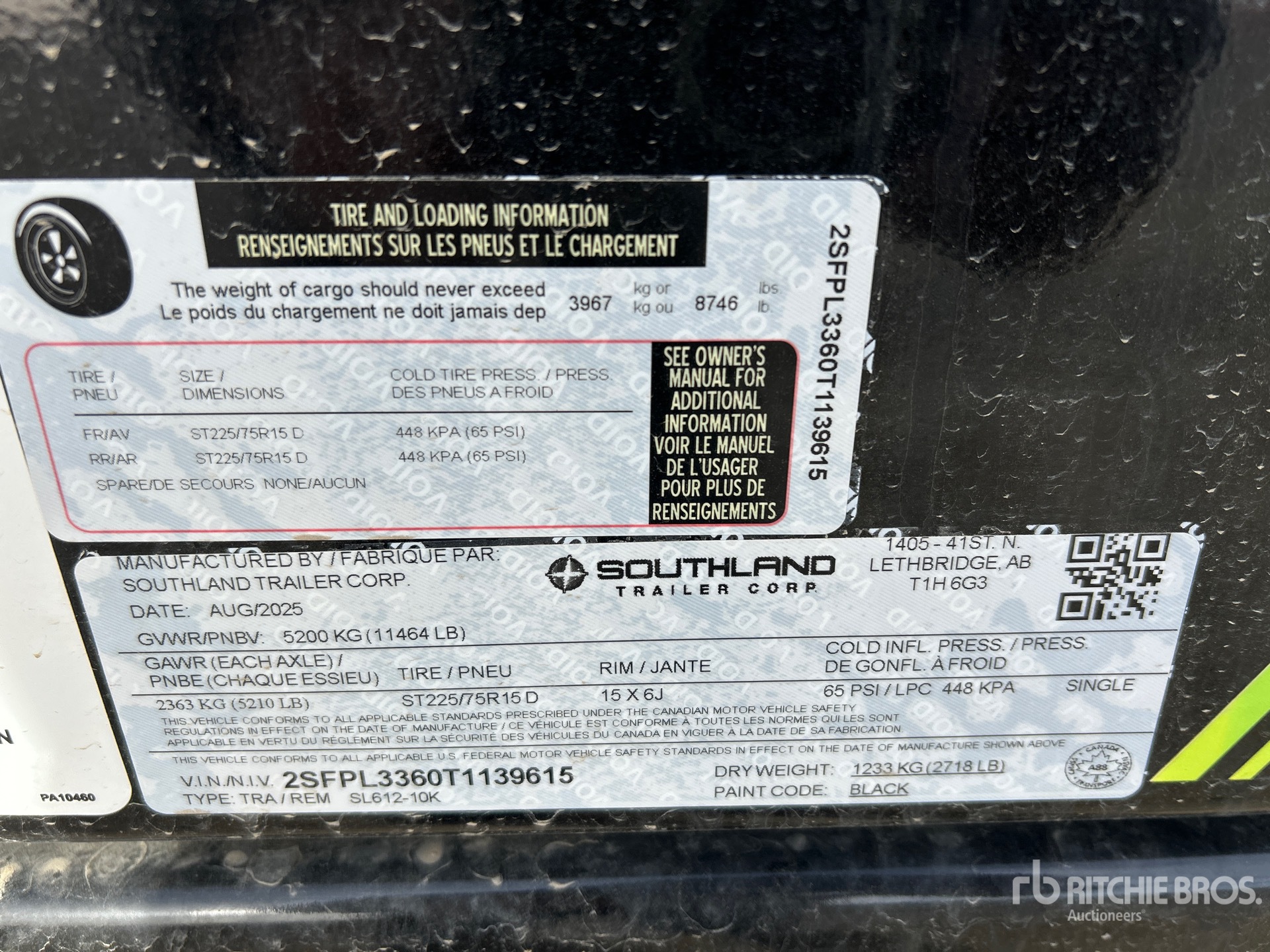 General Appearance with Serial Number / VIN