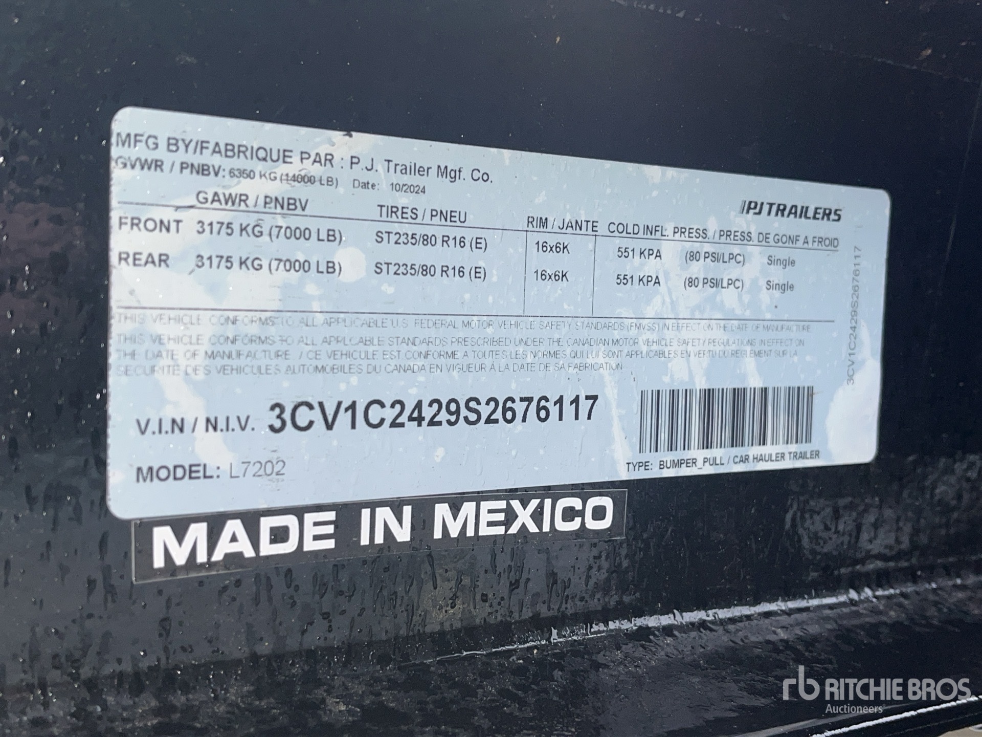 General Appearance with Serial Number / VIN