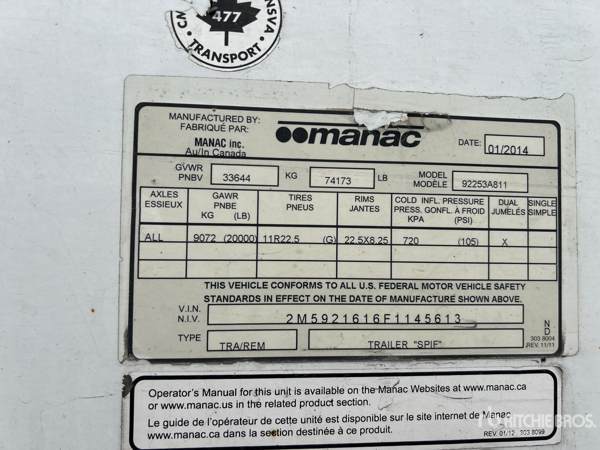 General Appearance with Serial Number / VIN