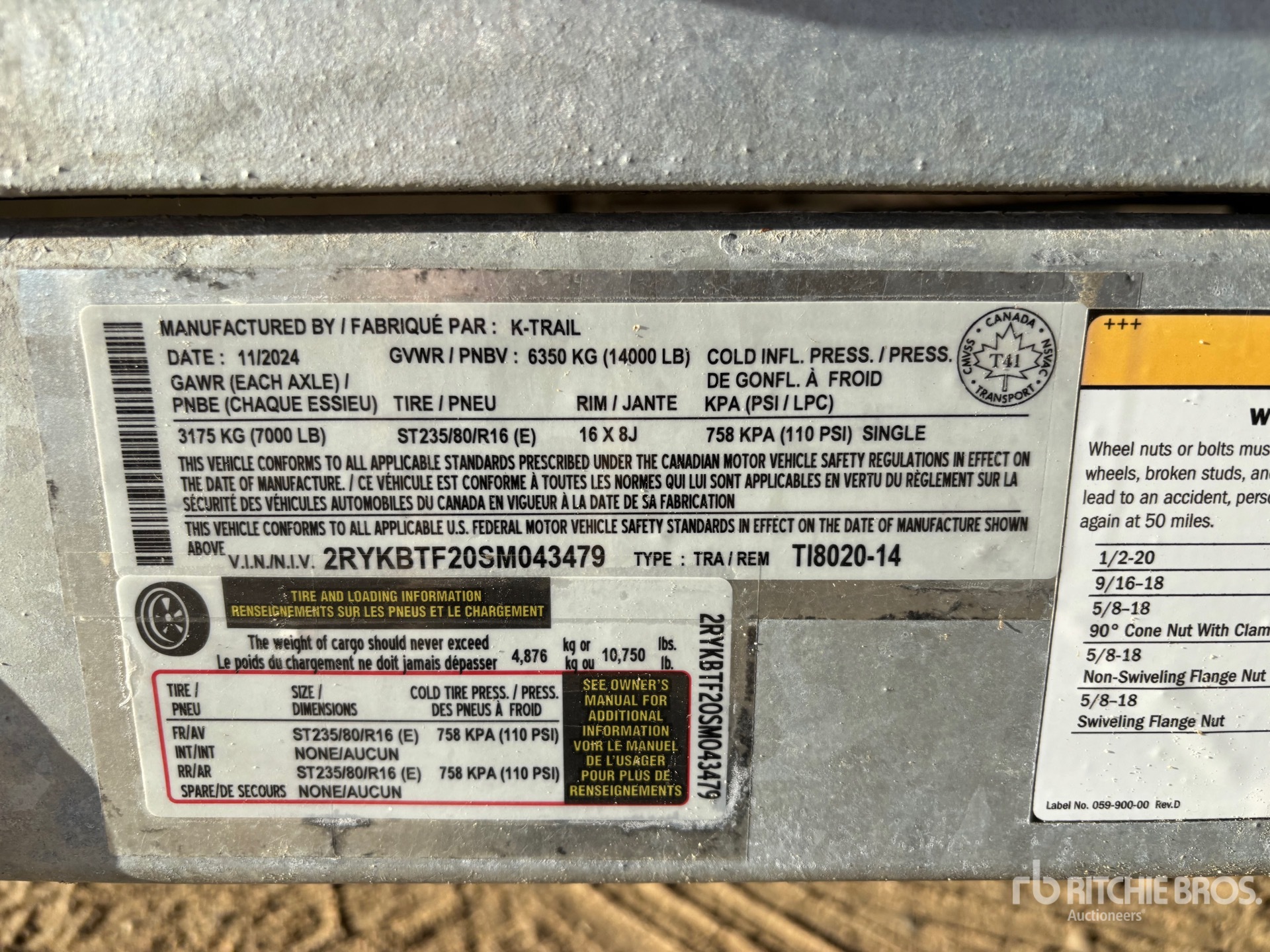 General Appearance with Serial Number / VIN