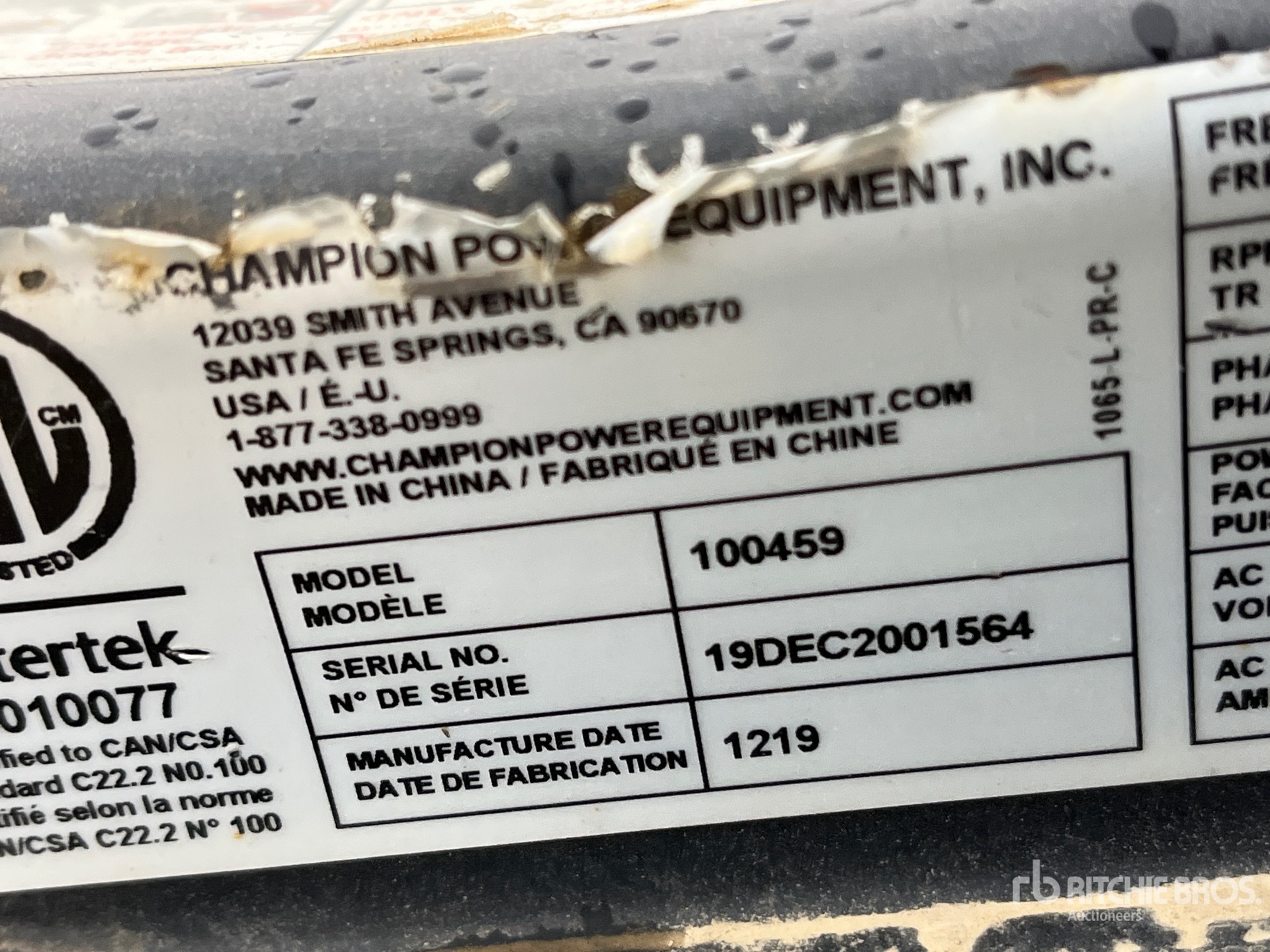 General Appearance with Serial Number / VIN