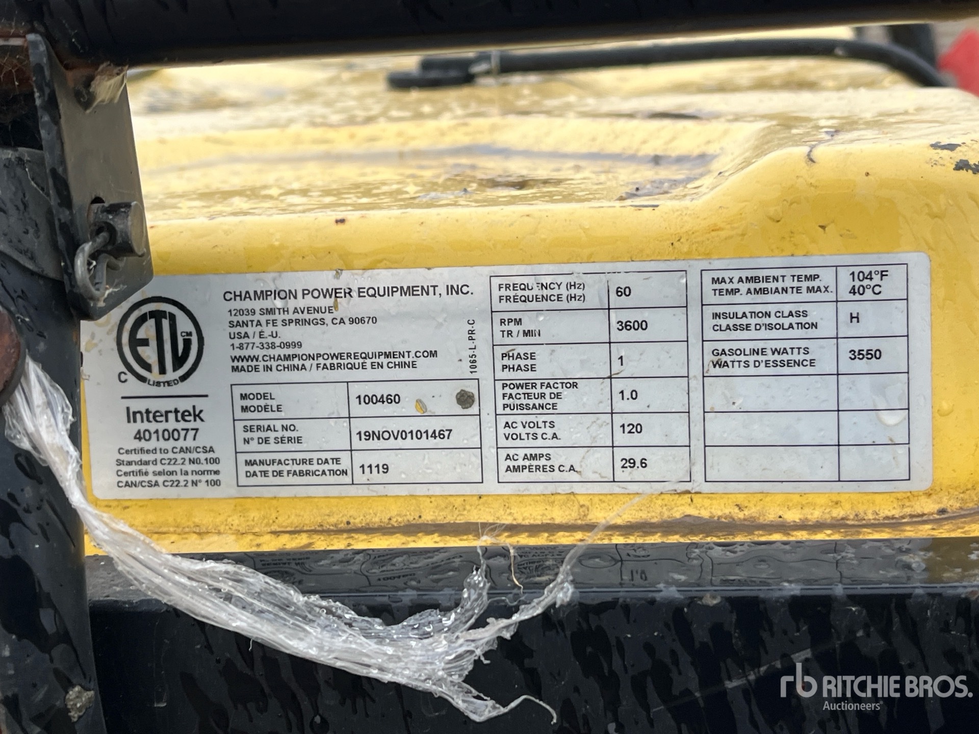General Appearance with Serial Number / VIN