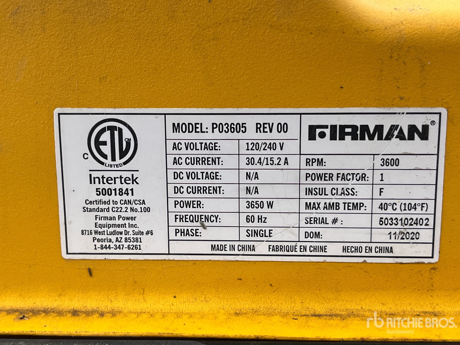 General Appearance with Serial Number / VIN