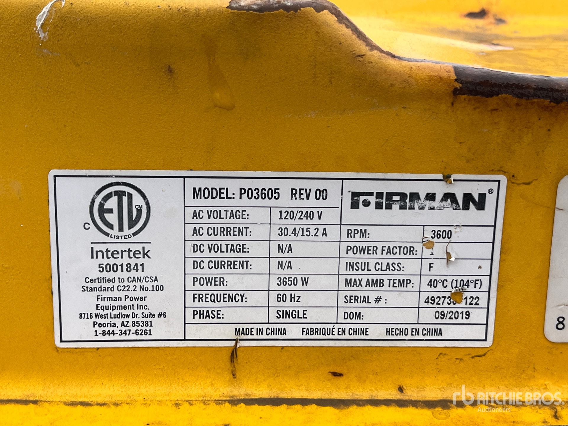 General Appearance with Serial Number / VIN