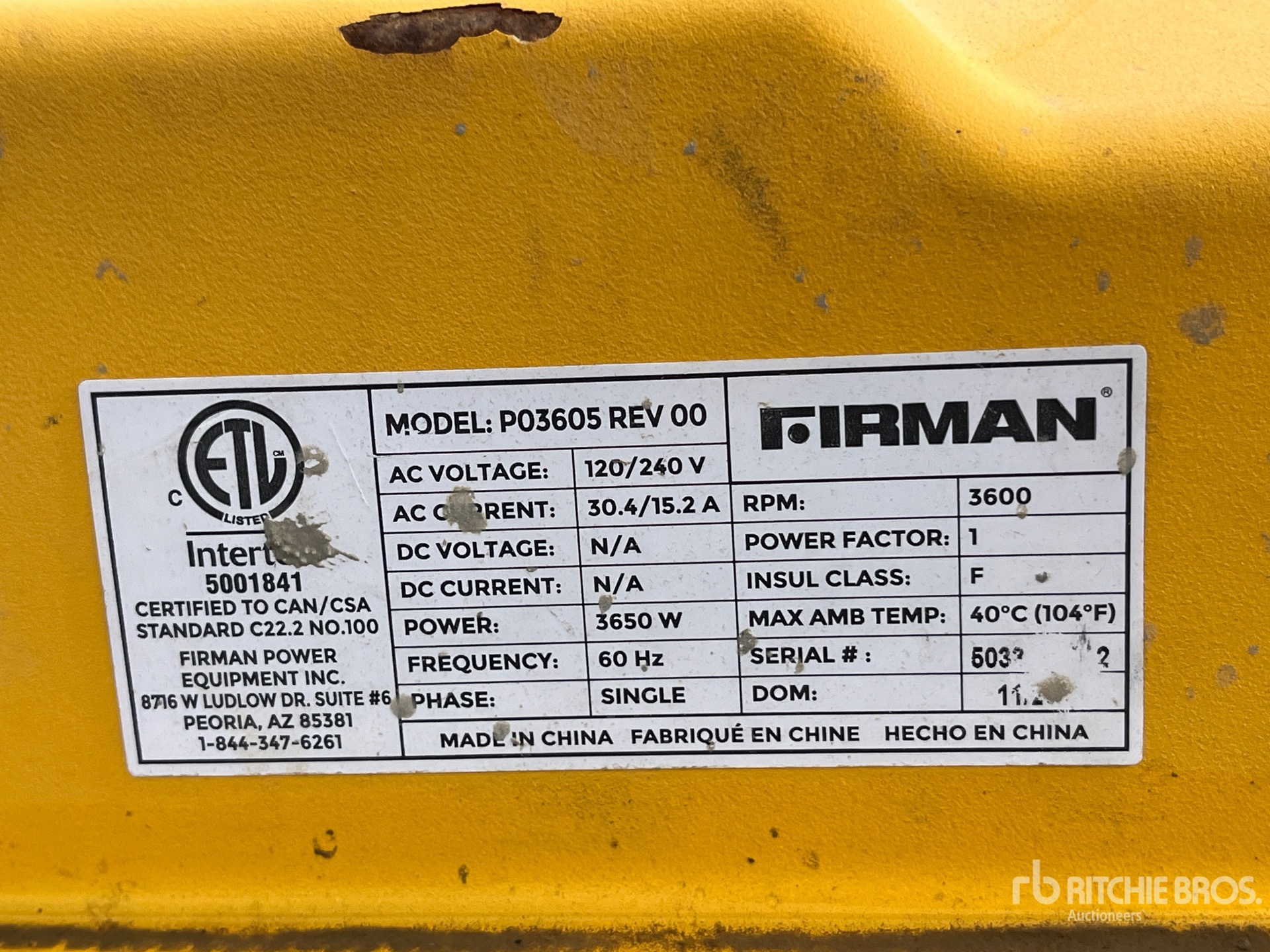 General Appearance with Serial Number / VIN