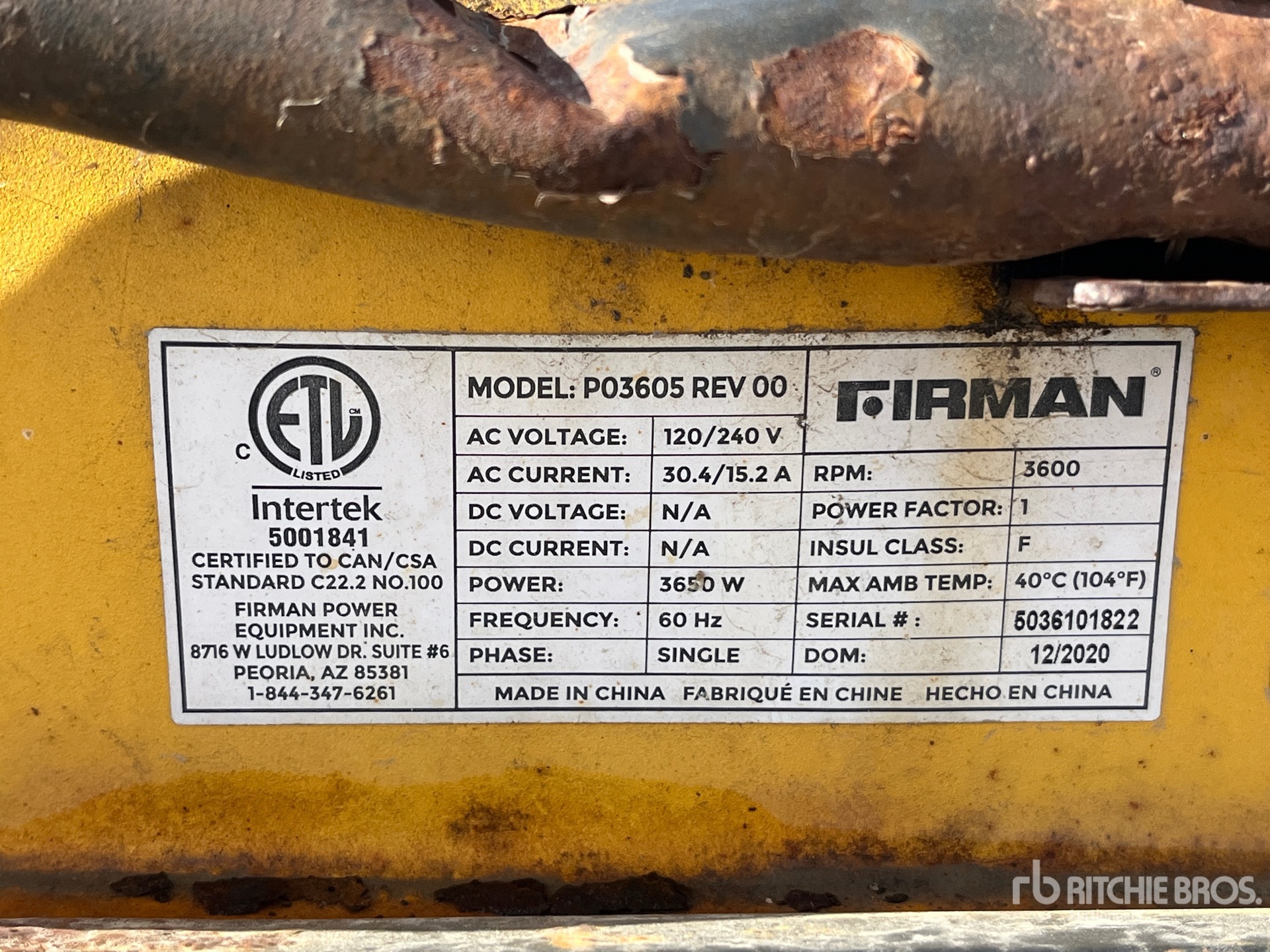 General Appearance with Serial Number / VIN