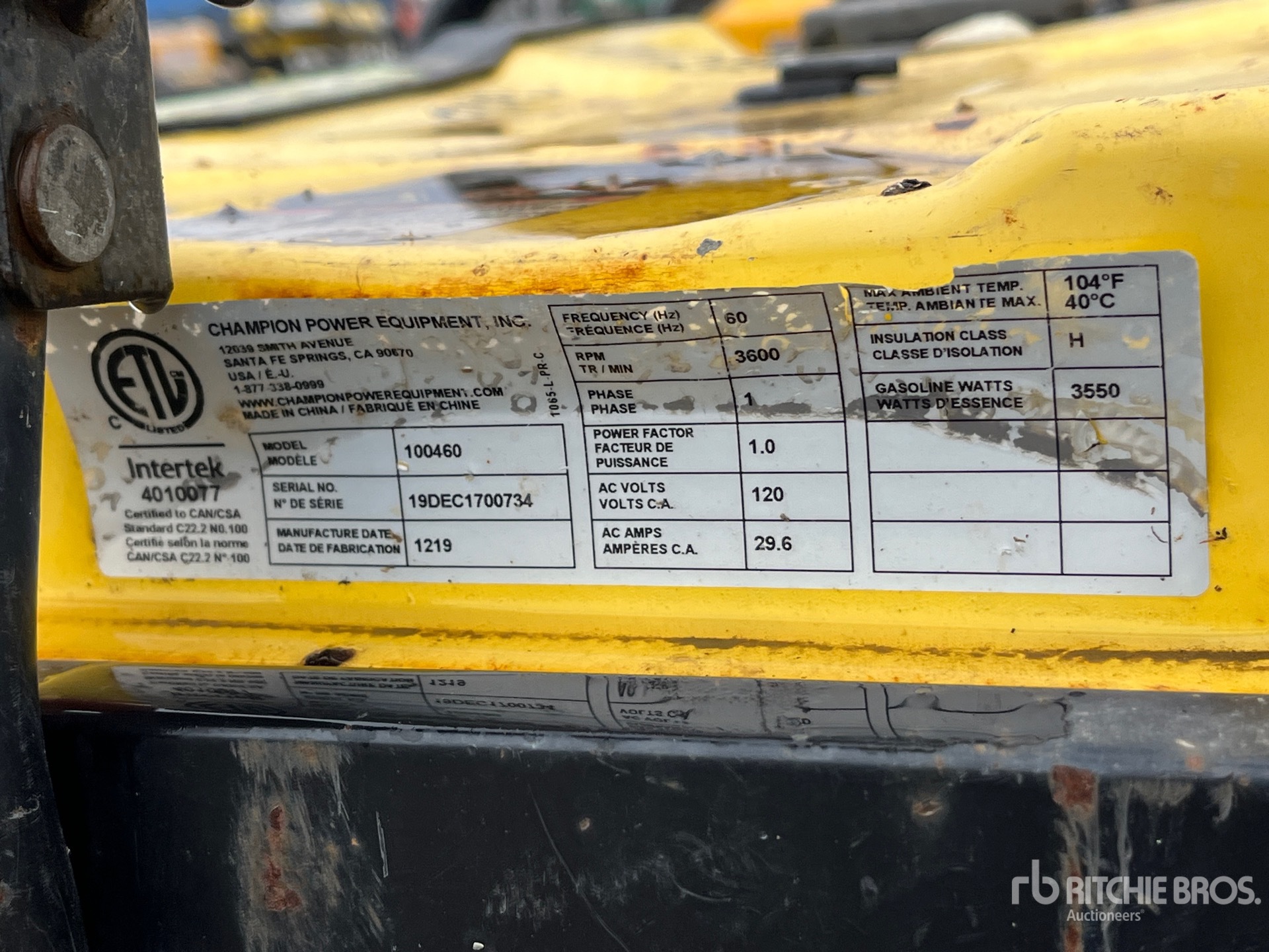 General Appearance with Serial Number / VIN