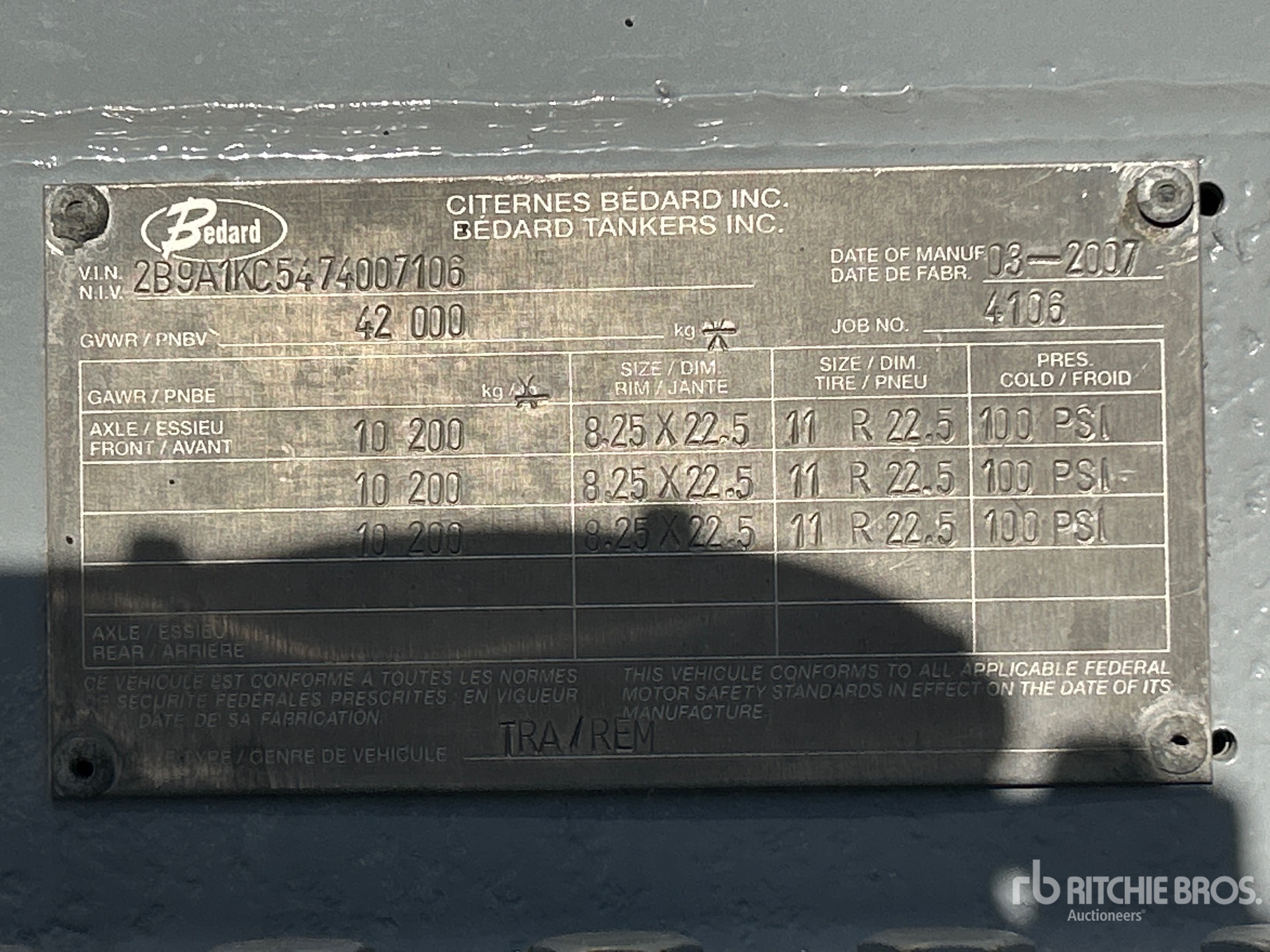 General Appearance with Serial Number / VIN