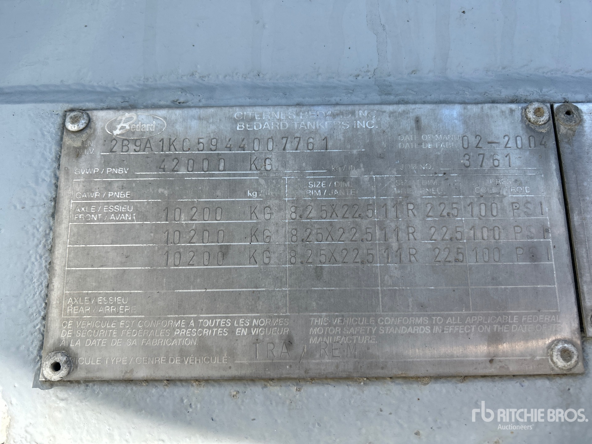General Appearance with Serial Number / VIN