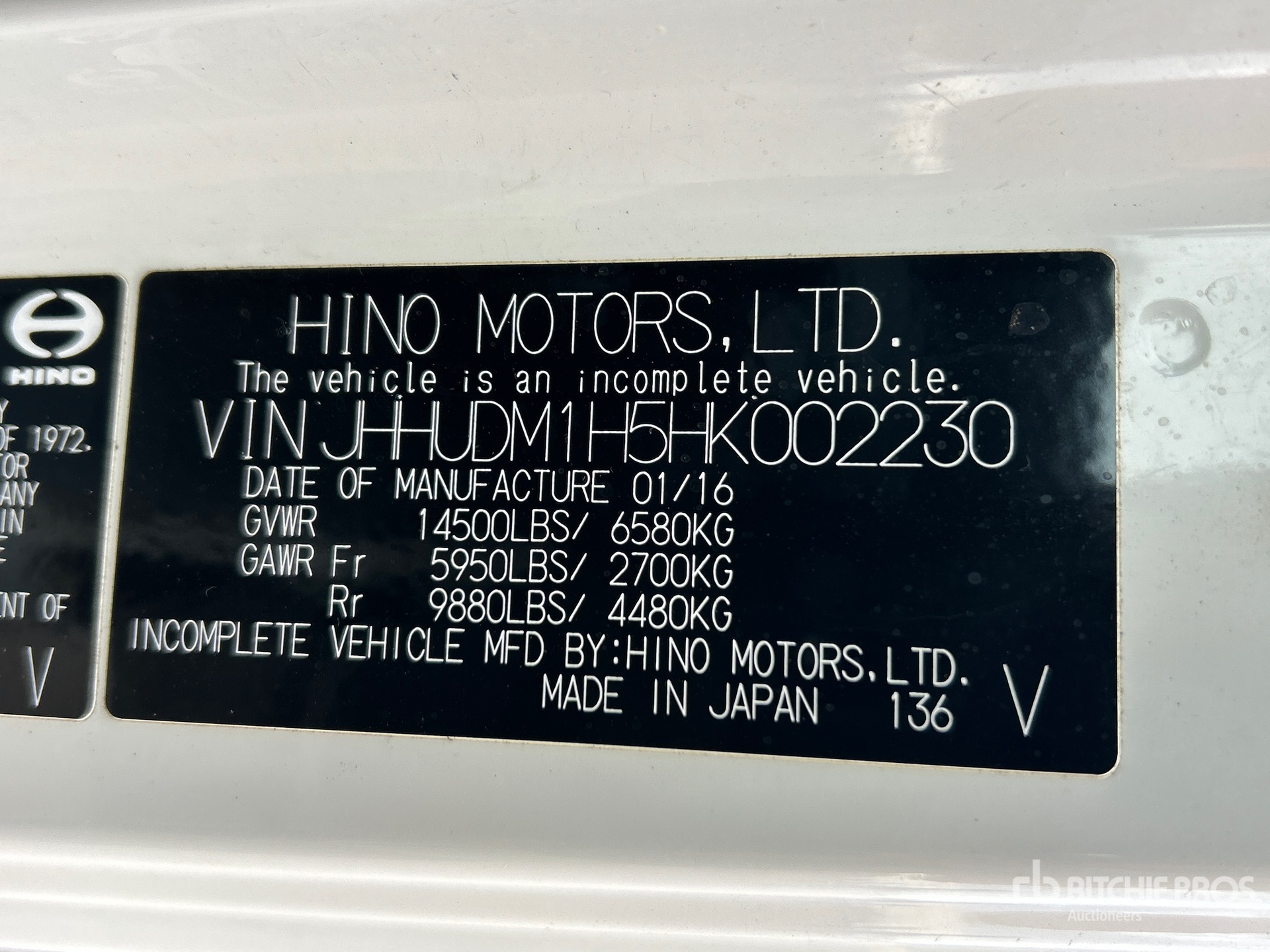 General Appearance with Serial Number / VIN