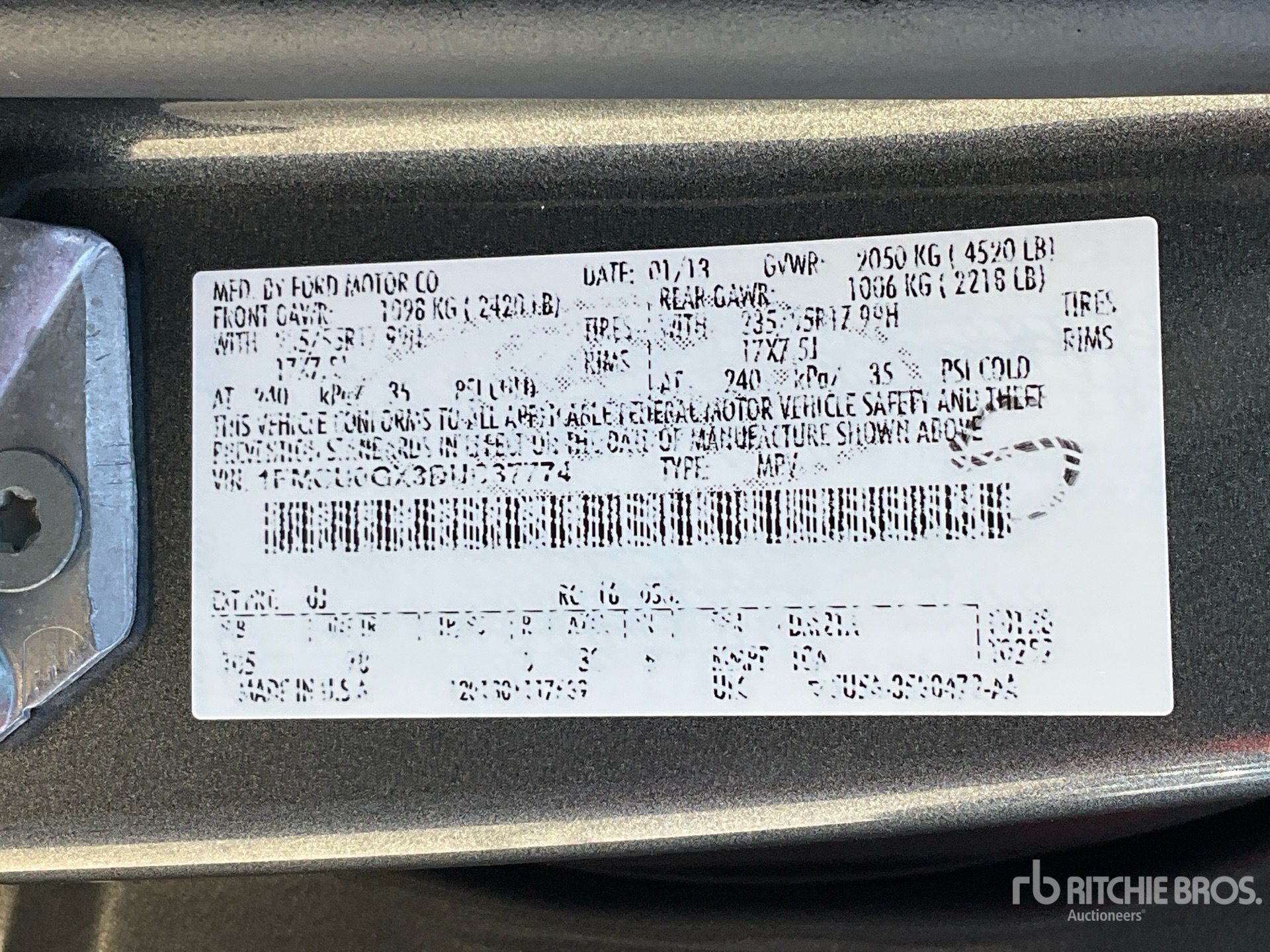 General Appearance with Serial Number / VIN