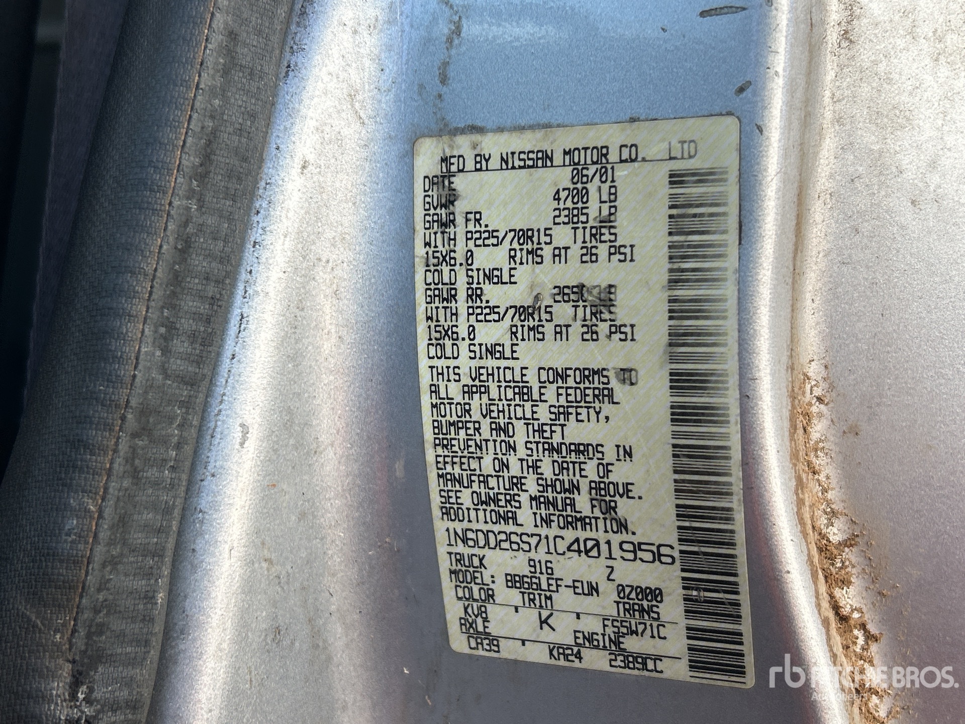 General Appearance with Serial Number / VIN