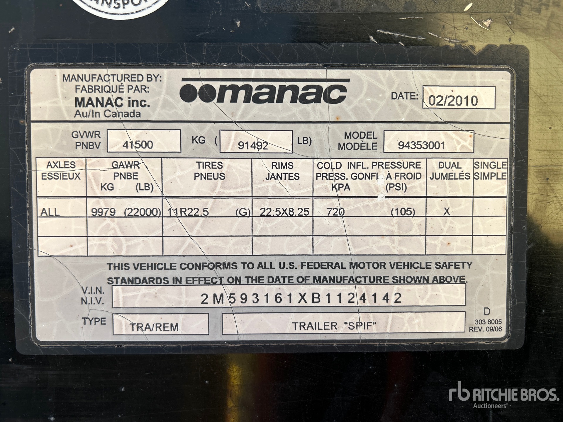 General Appearance with Serial Number / VIN
