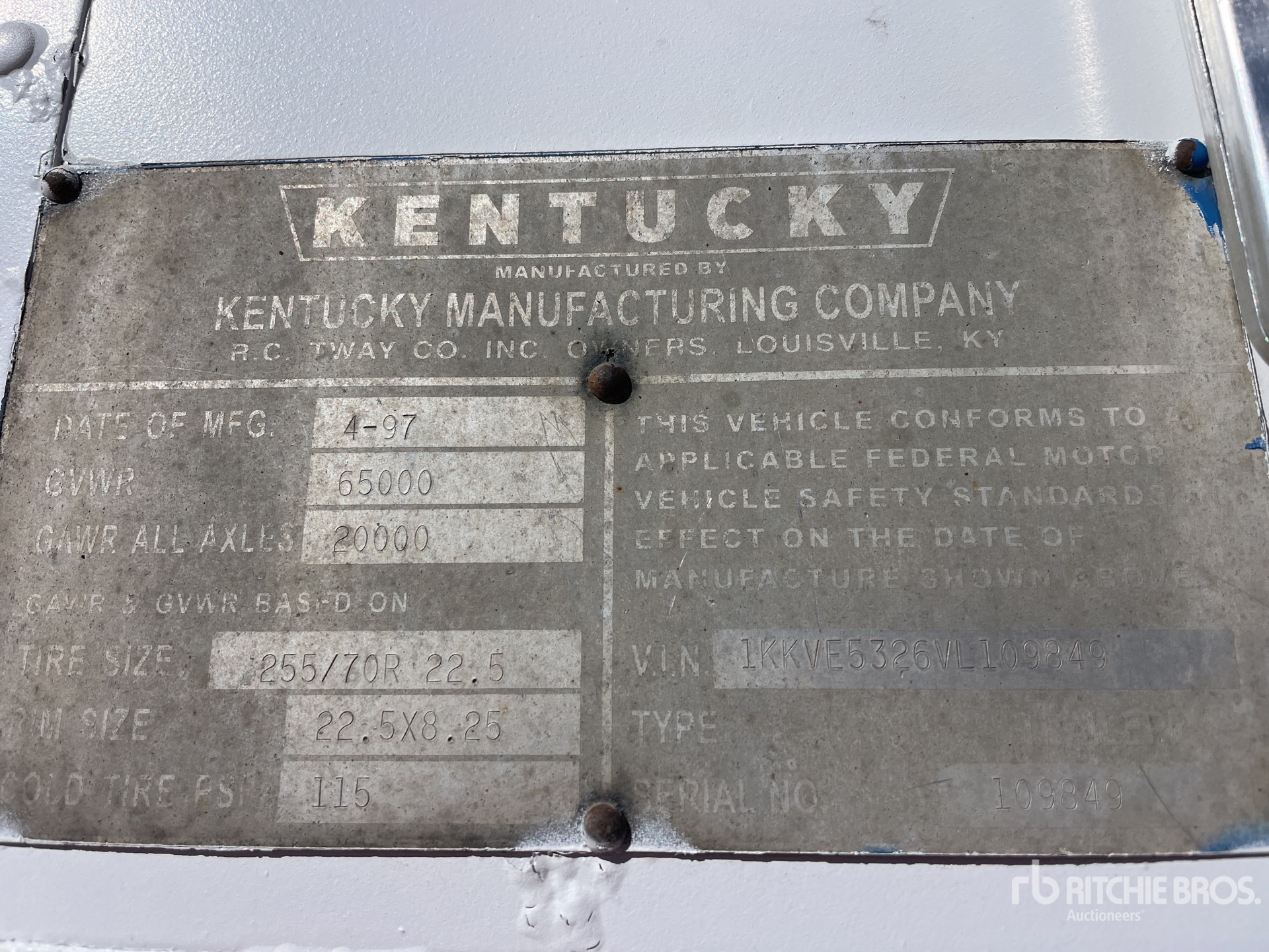 General Appearance with Serial Number / VIN