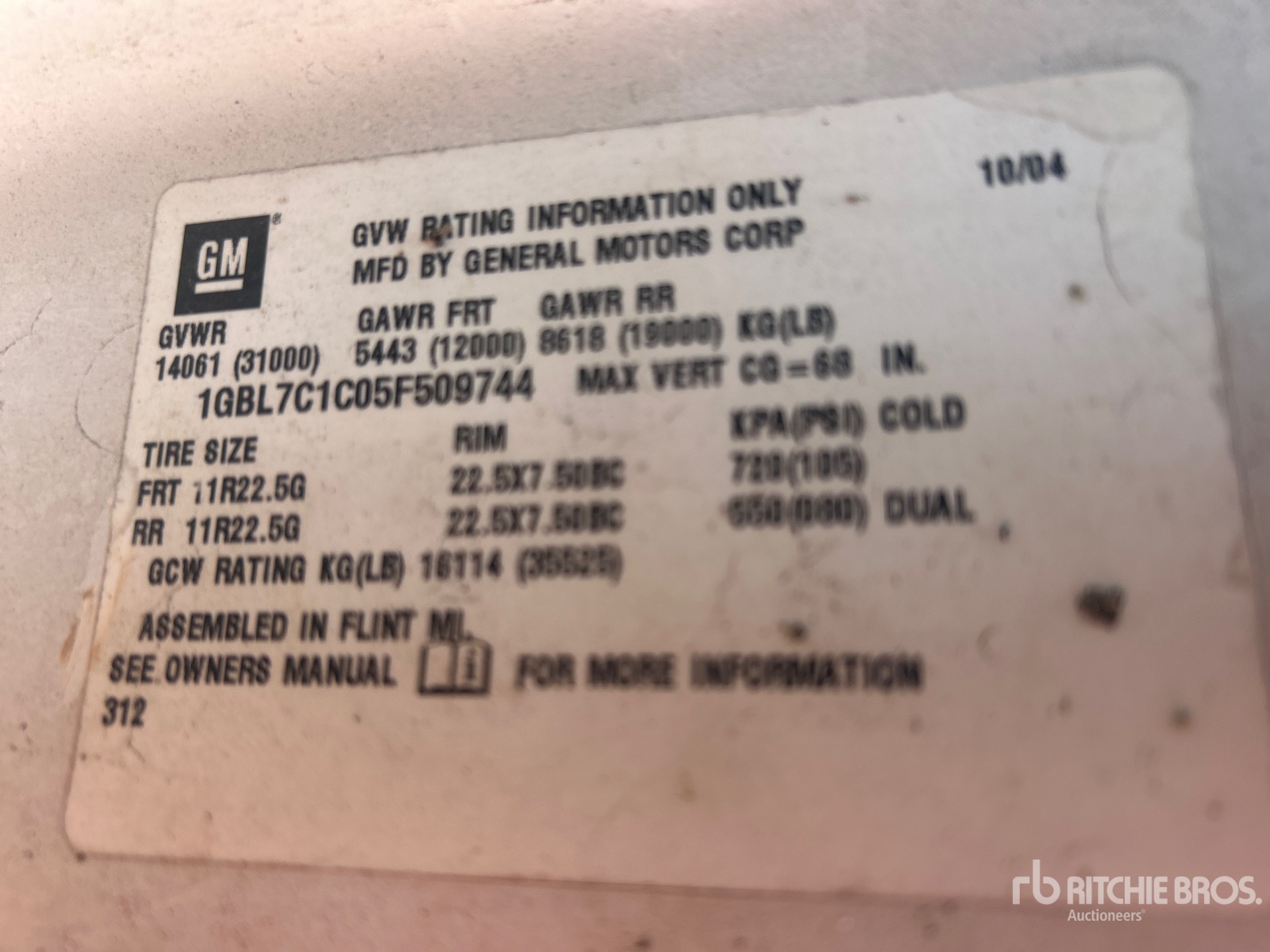 General Appearance with N.º de serie/VIN