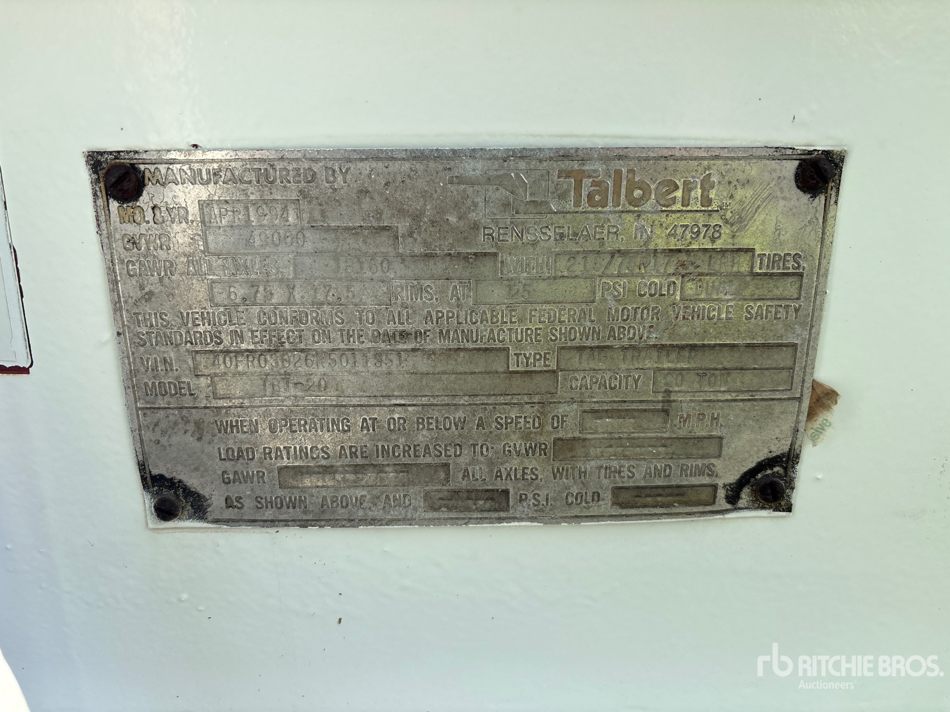 General Appearance with Serial Number / VIN