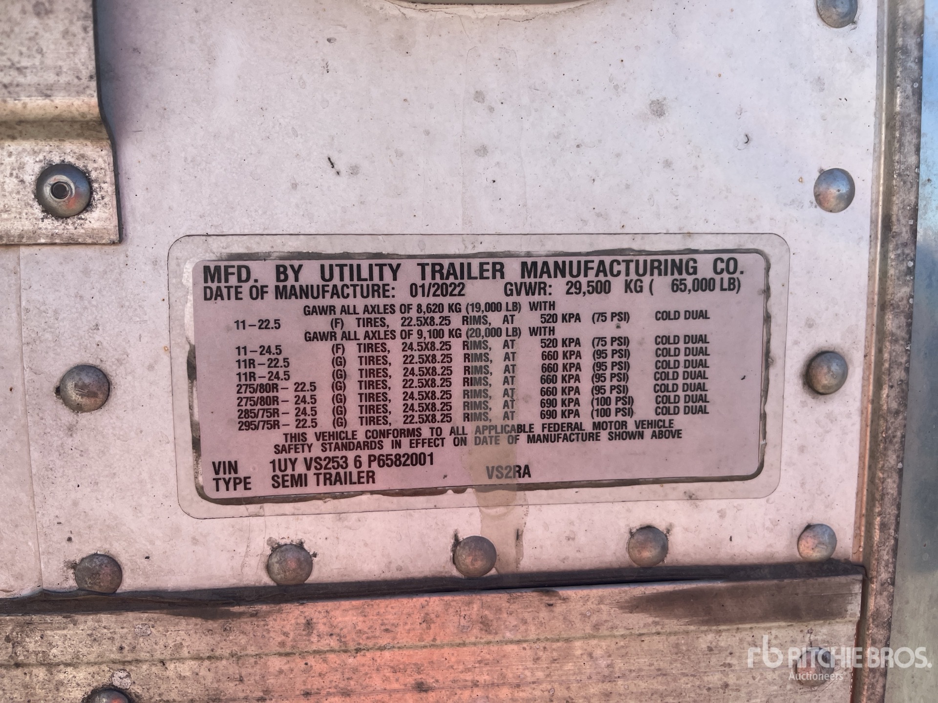 General Appearance with Serial Number / VIN