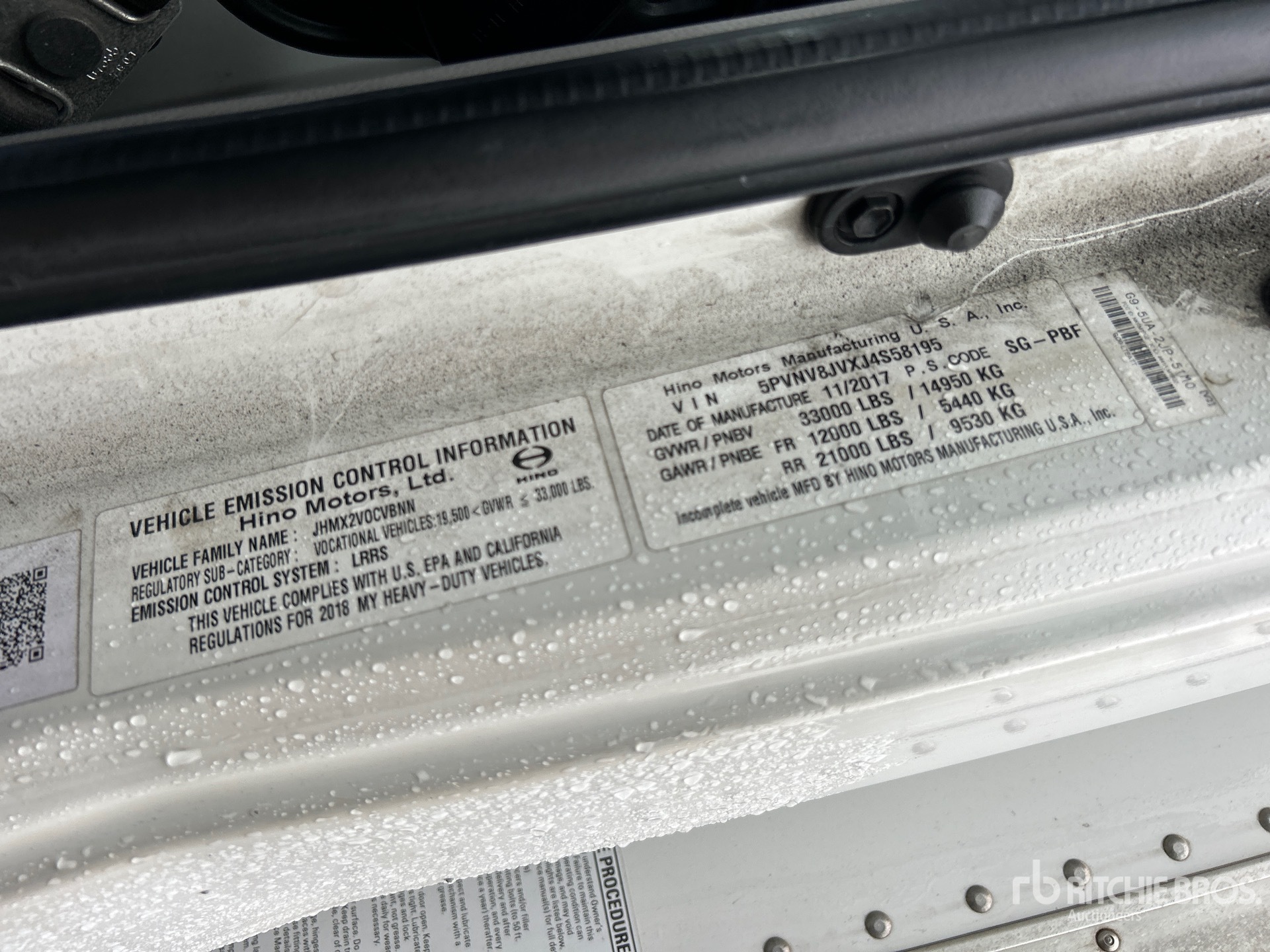 General Appearance with Serial Number / VIN