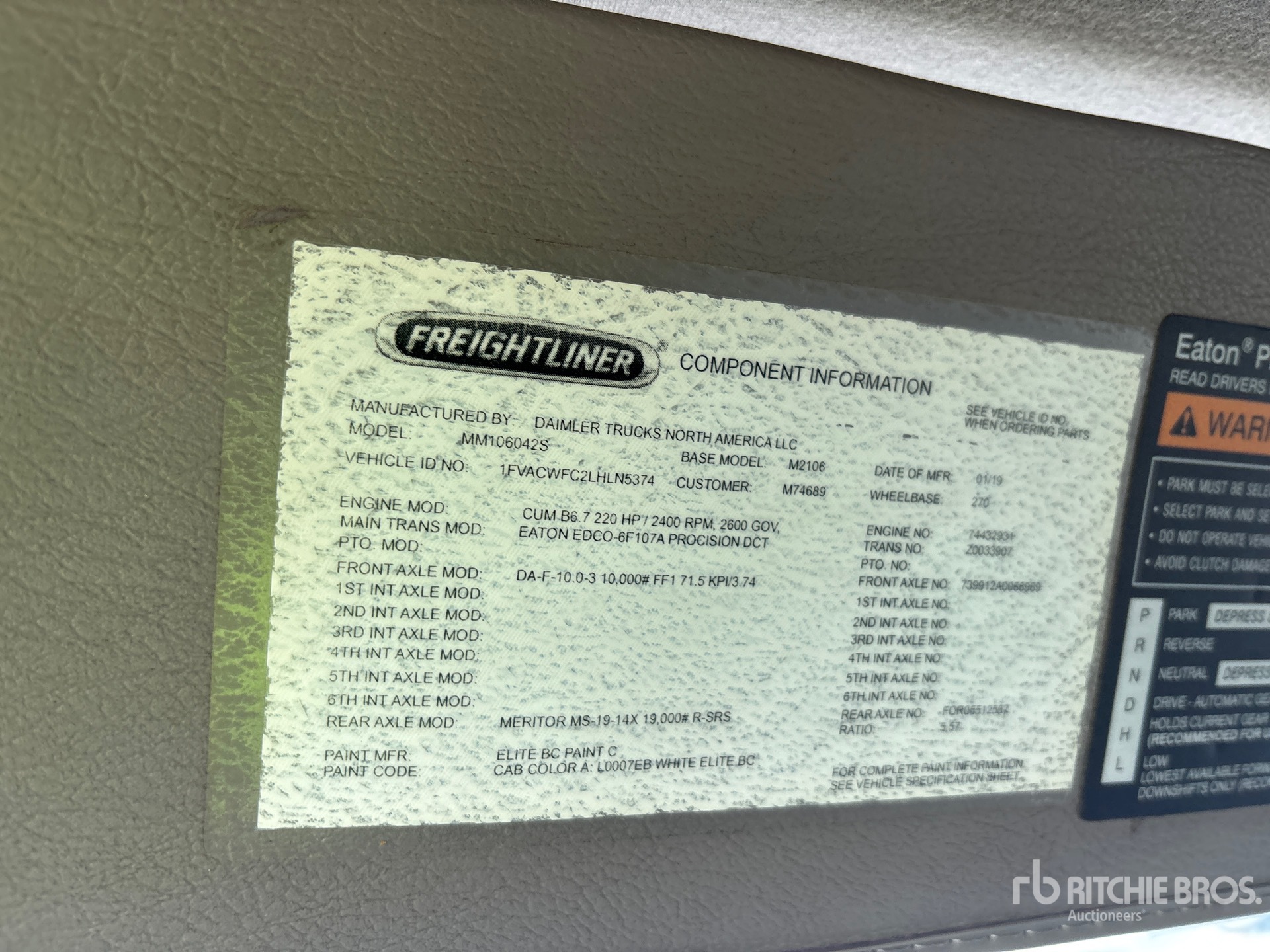 General Appearance with Serial Number / VIN