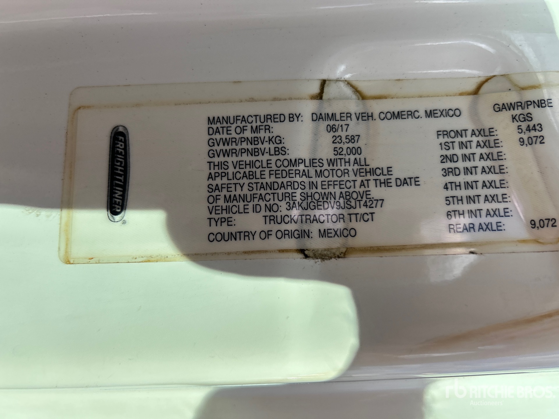 General Appearance with Serial Number / VIN