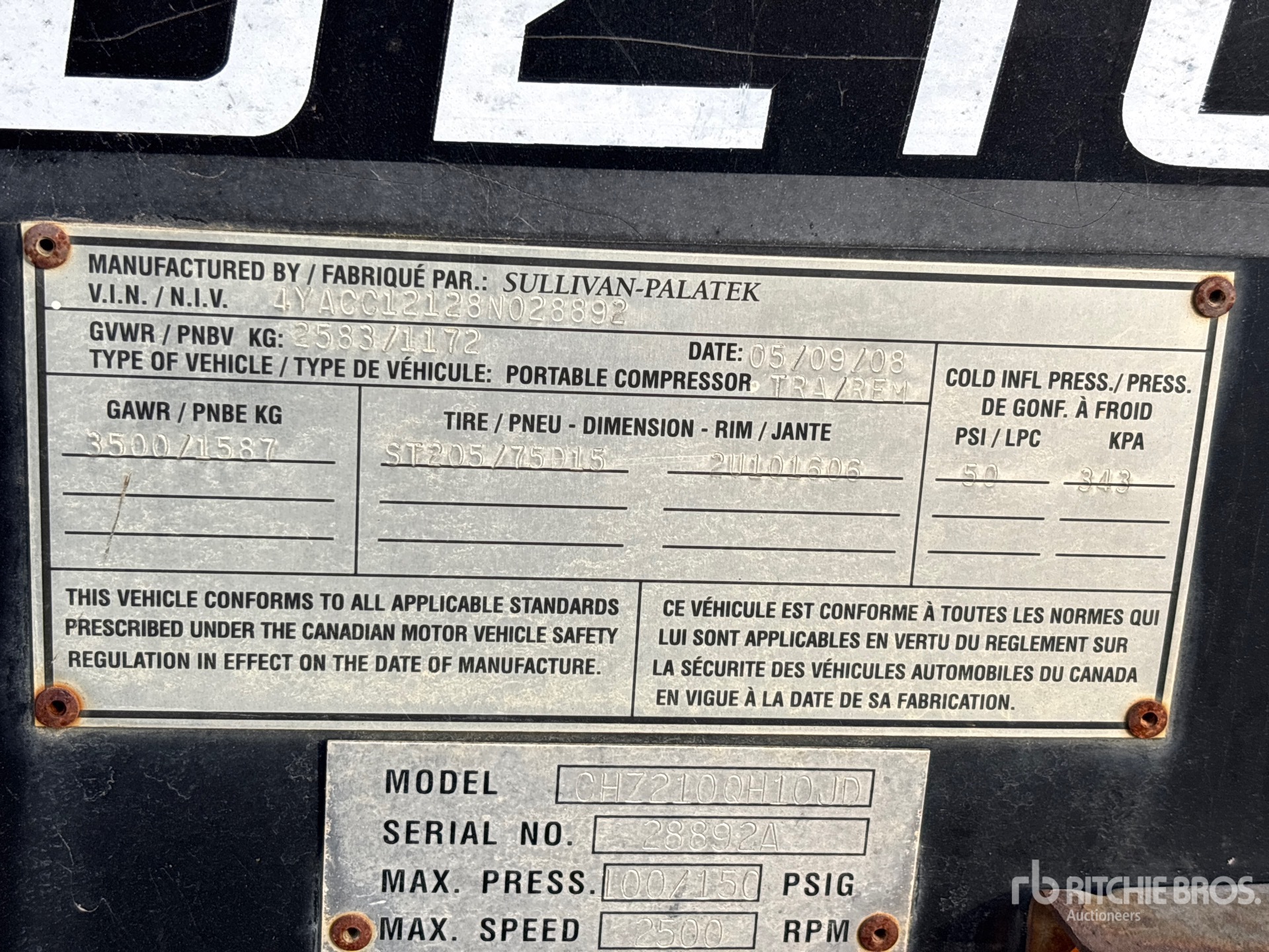 General Appearance with Serial Number / VIN