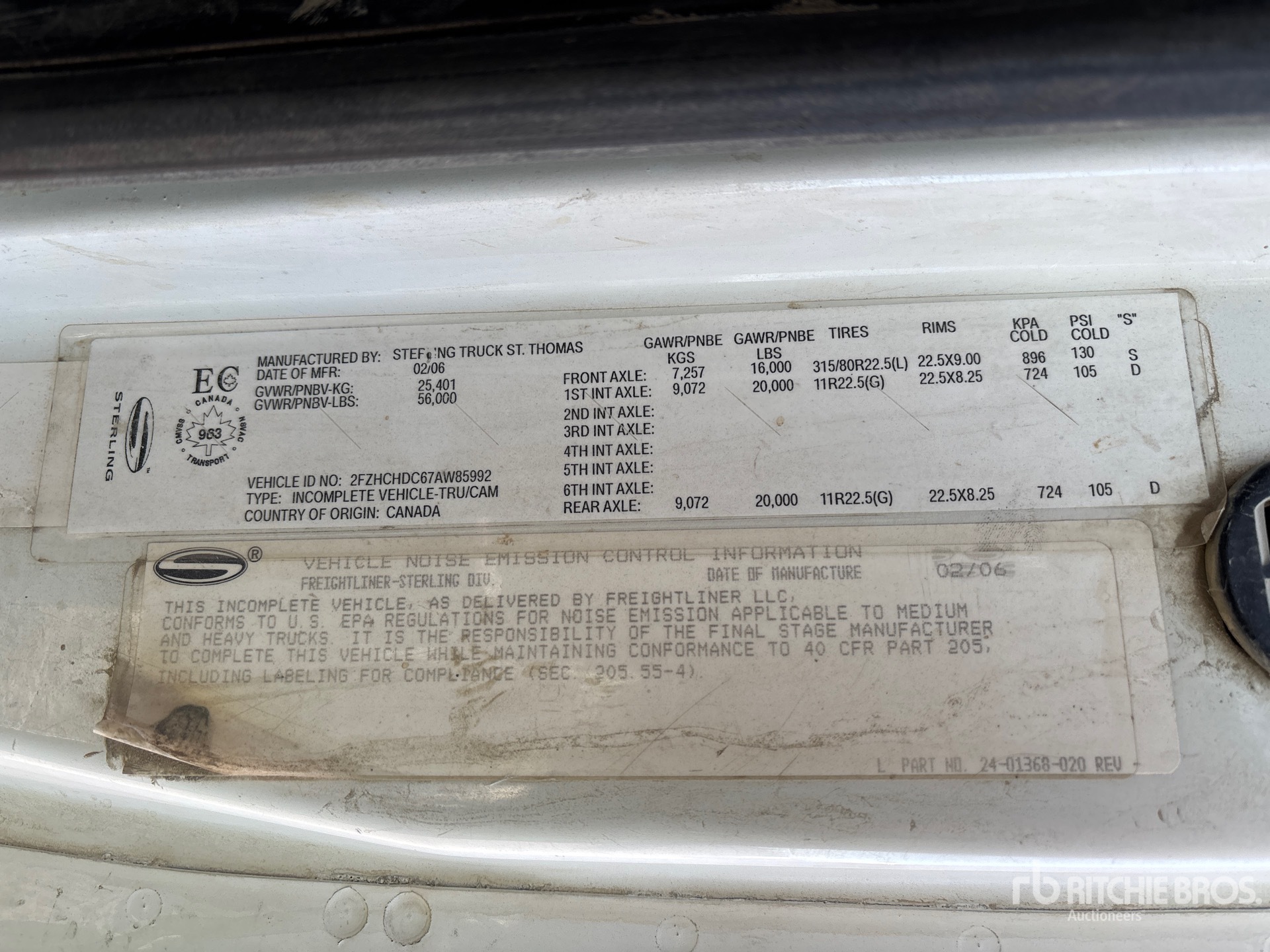 General Appearance with Serial Number / VIN